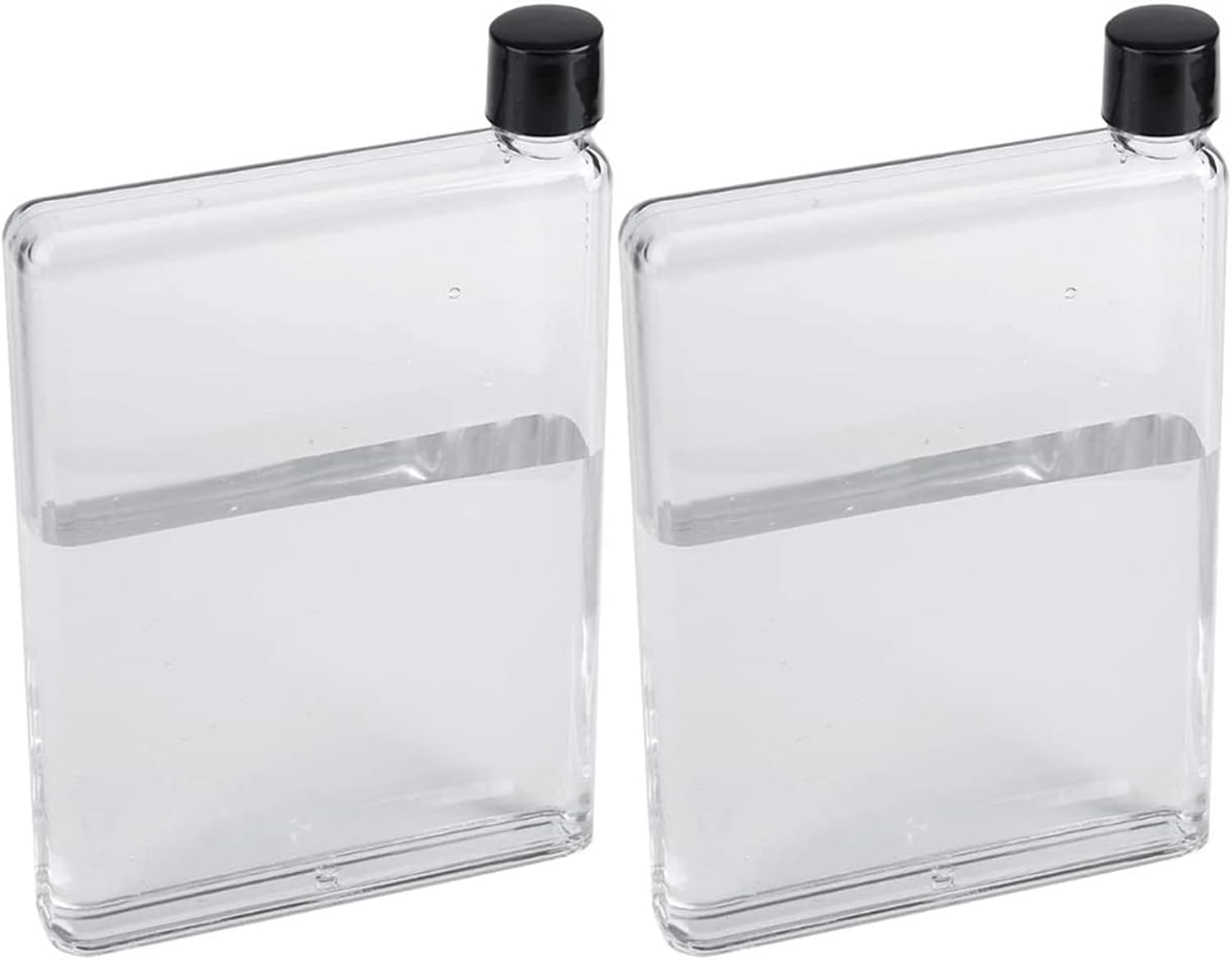 2Pcs 420Ml Ultra-Thin Flat Water Bottle, Transparent Reusable A5 Purse Bottle for School, Sports, Travel, Dining Time image number 1