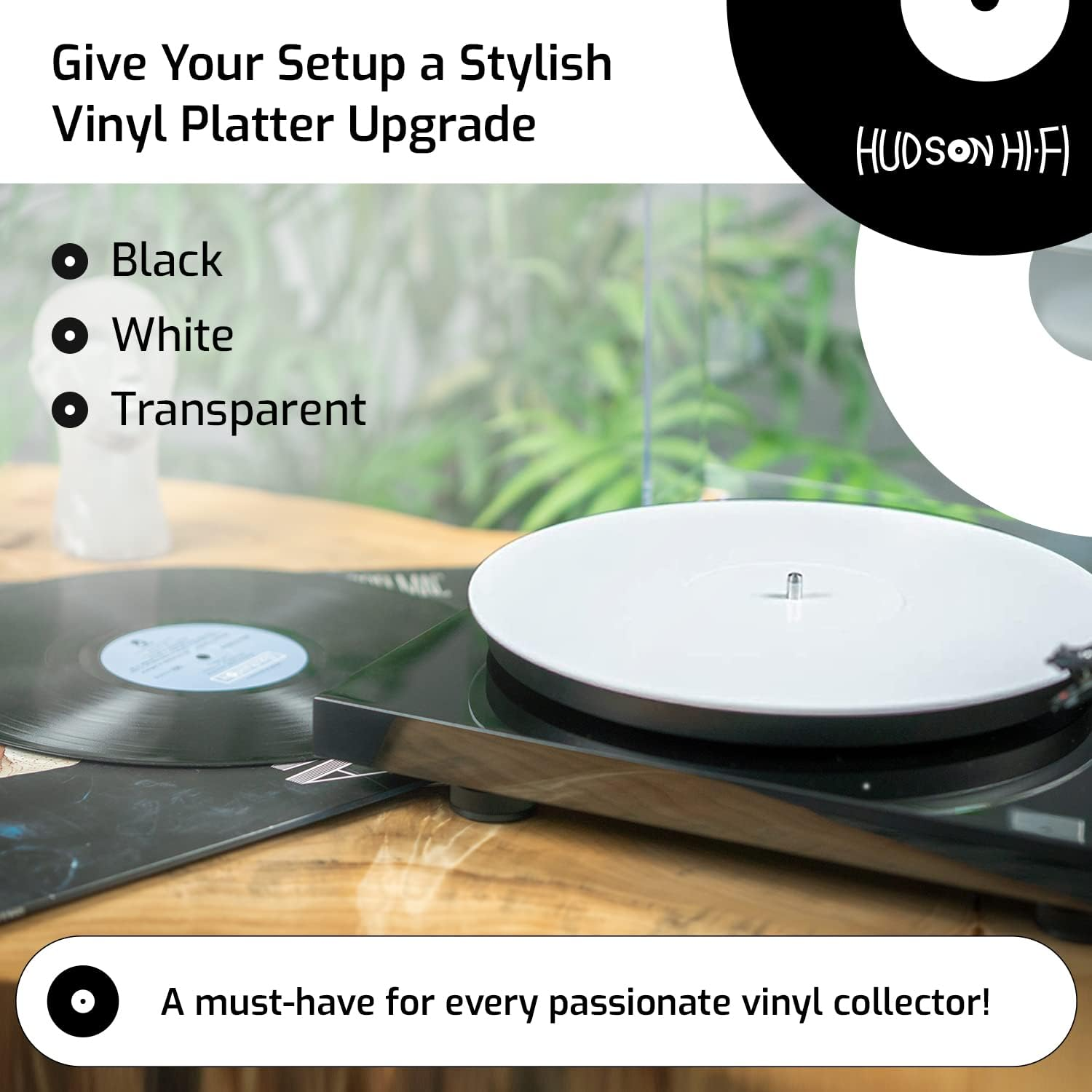 Acrylic Turntable Mat - White - LP Slipmat with Record Label Recess image number 4