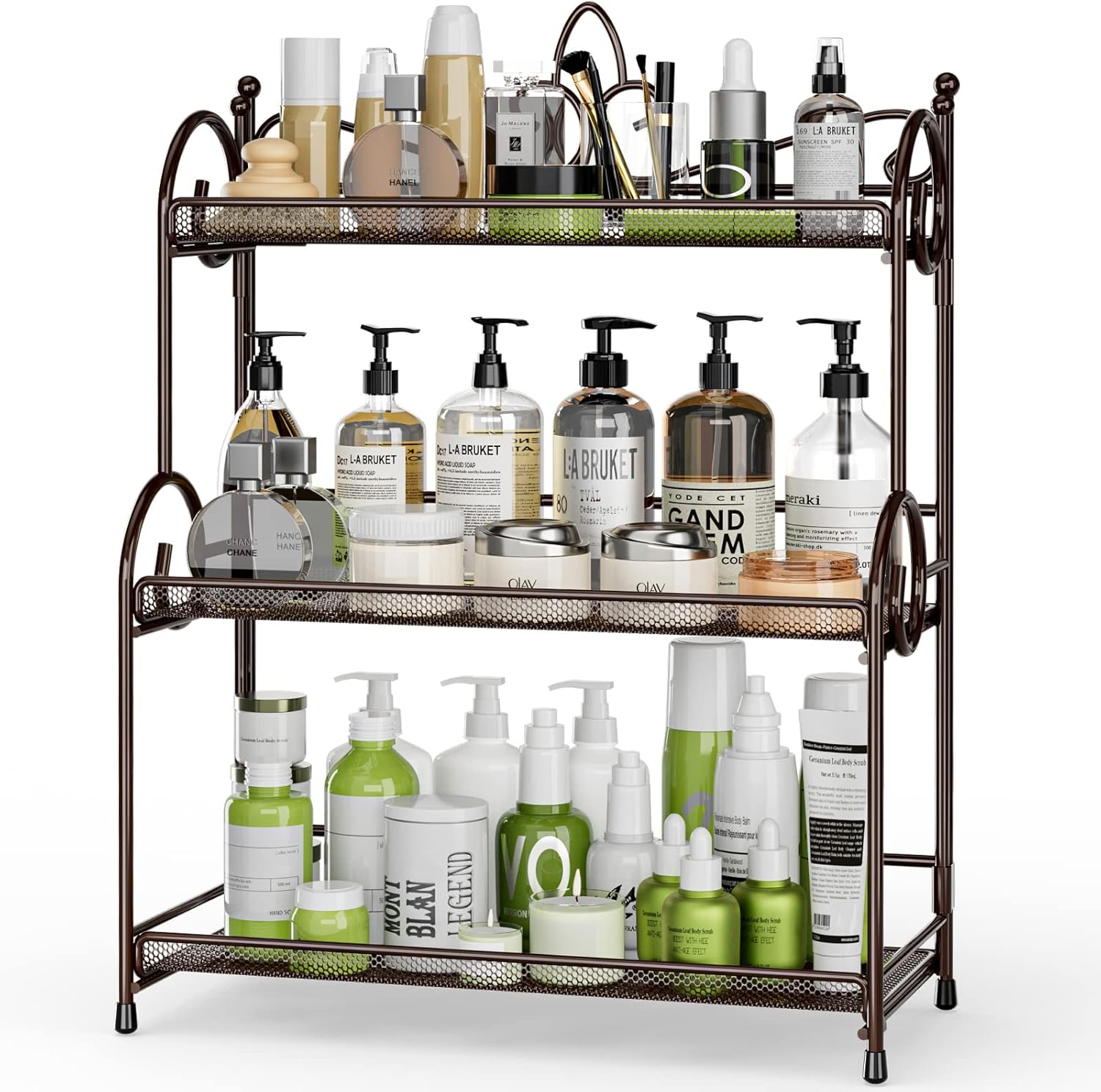 EKNITEY 3-Tier Bathroom Organizer - Sink Organizer Spice Rack for Countertop Storage, White (No Assembly)
