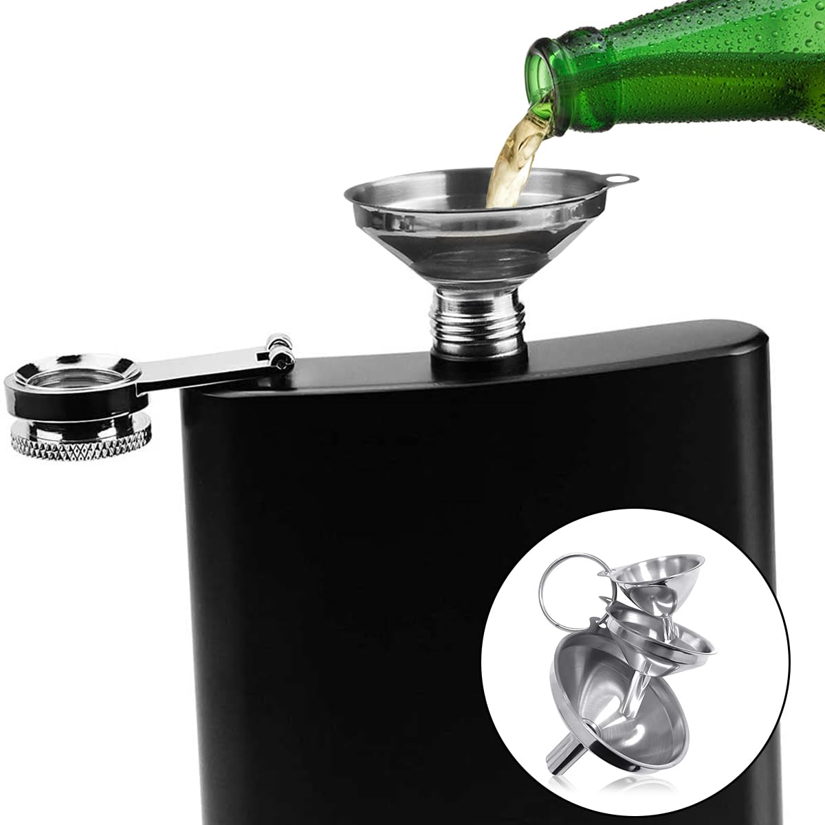 Metal Funnels, 3 PCS Small Stainless Steel Kitchen Funnels for Filling Bottles (3 Sizes) image number 5