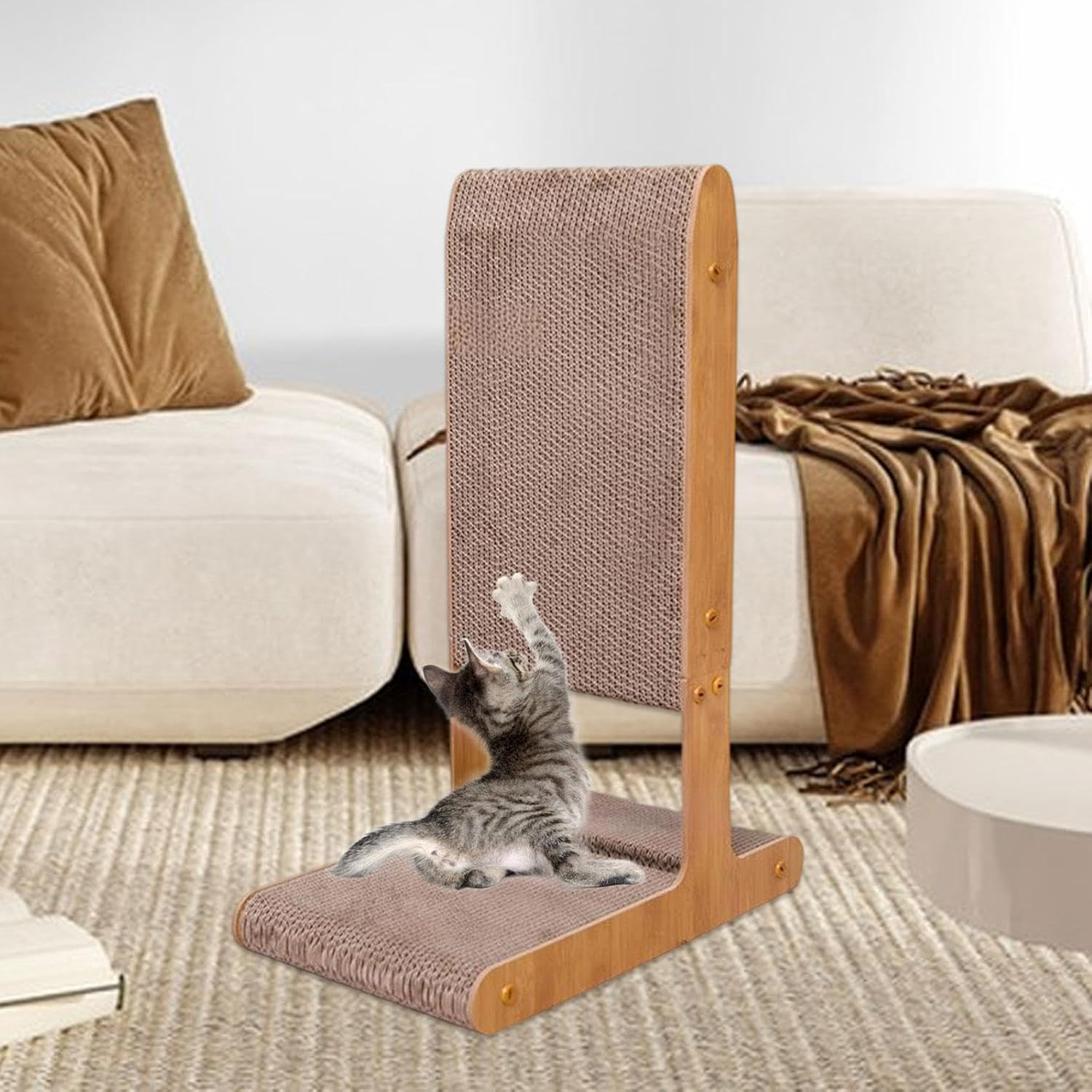 Yuksok T Shaped Cat Scratcher Pet Supplies, Rest and Play, with Bell Ball Toy for Indoor, Cat Scratching Board Furniture Protector, Style A - Style A image number 3