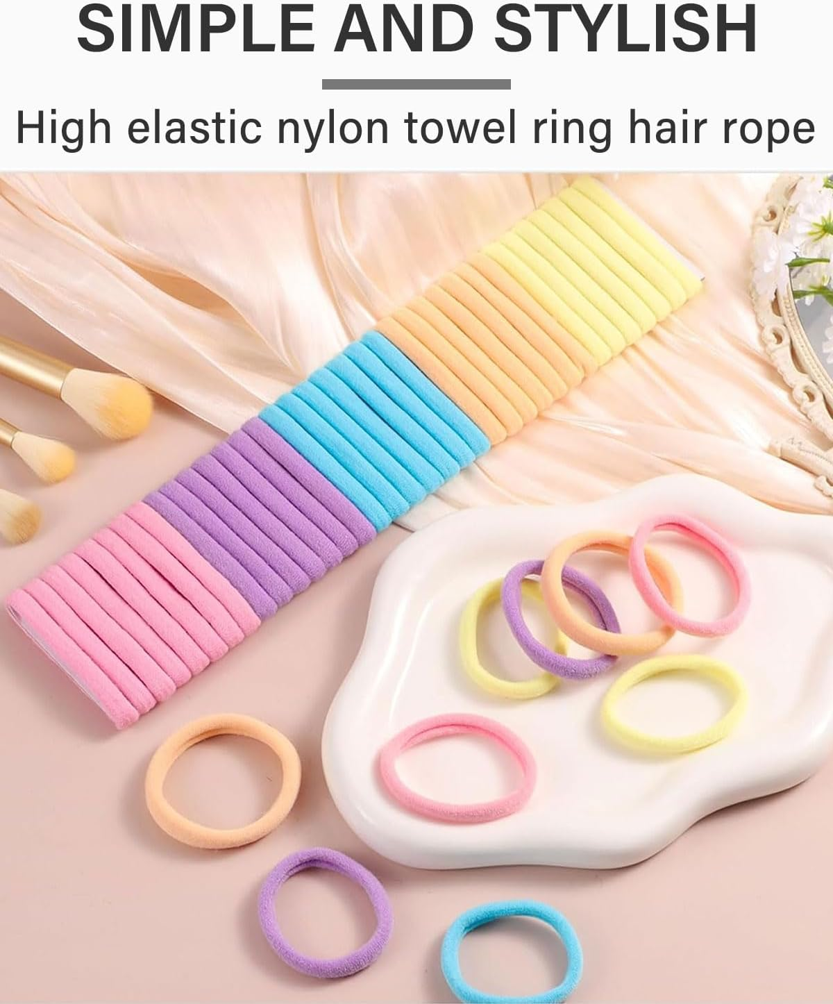 BPTRKOM Pack of 30 Women'S Hair Bobbles - Colourful Cotton Hair Bobbles without Metal Braid Elastics Hair Bands Girls Hair Bands Christmas Gifts for Girls Children (6 Colours) image number 2