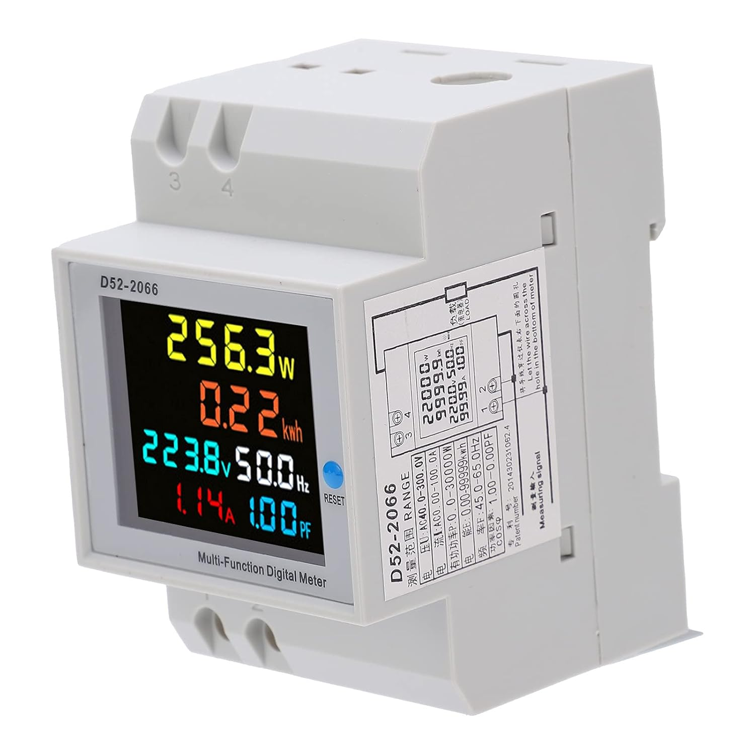 Single Phase Energy Meter Tester Rail Electricity Usage Monitor AC 40-300V 100A LCD Voltmeter Ammeter Voltage Amps Watt Kwh Frequency Power Factor Meter Multimeter image number 4
