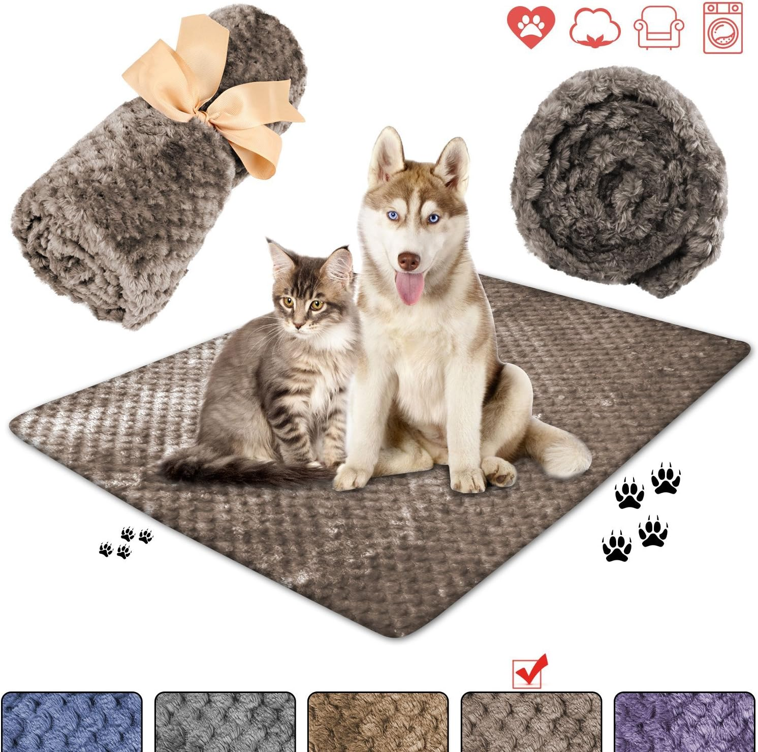 Msicyness Dog Blanket,Soft Fuzzy Blankets for Puppy, Small,Medium,Large,X-Large Premium Fluffy Blankets Plush Fleece Throw Dog Bed, Couch, Sofa, Reversible Travel Warm Covers image number 6