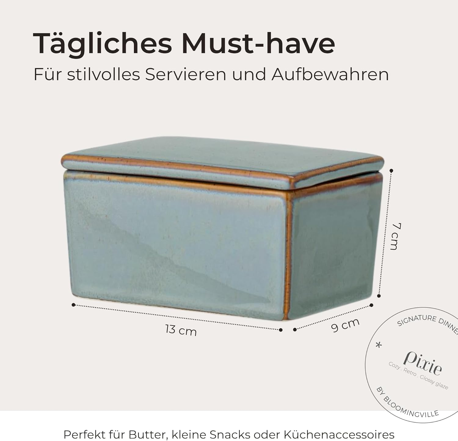 Bloomingville Pixie Butter Dish Green Ceramic