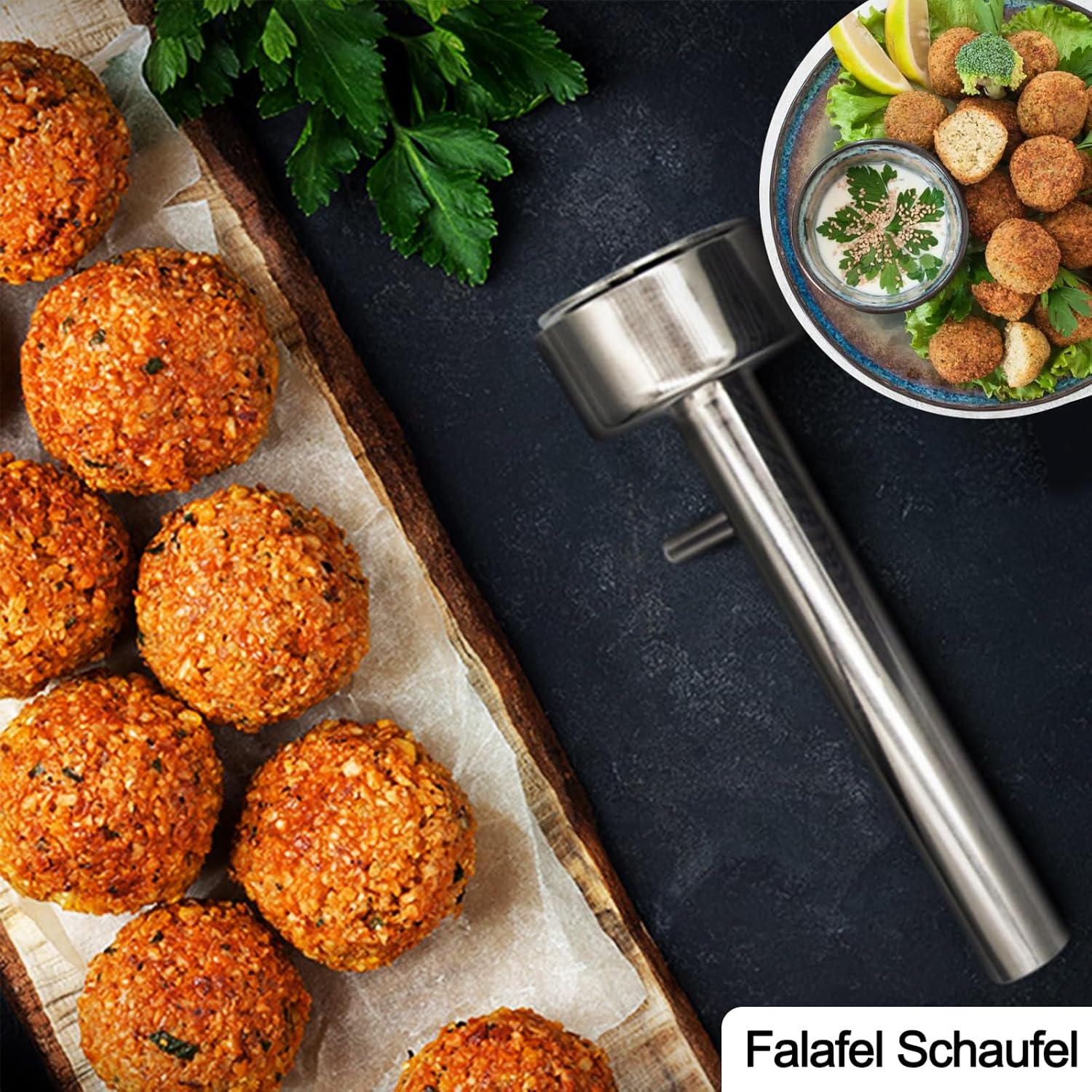 Falafel Maker, 4 Cm Falafel Scoop, Falafel Scoop, Stainless Steel Falafel Shaper, Non-Adhesive Falafel Baller Tool, Falafel Baller Tool, Falafel Balls, for the Kitchen Home and Restaurant image number 3