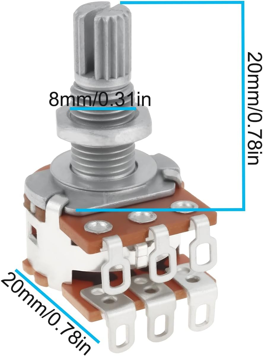Ecsing 4Pcs Pitch Double Layer Knob Potentiometer MN500K Linear Cone Shaft Potentiometer Suitable for Guitar Bass Volume Control image number 5