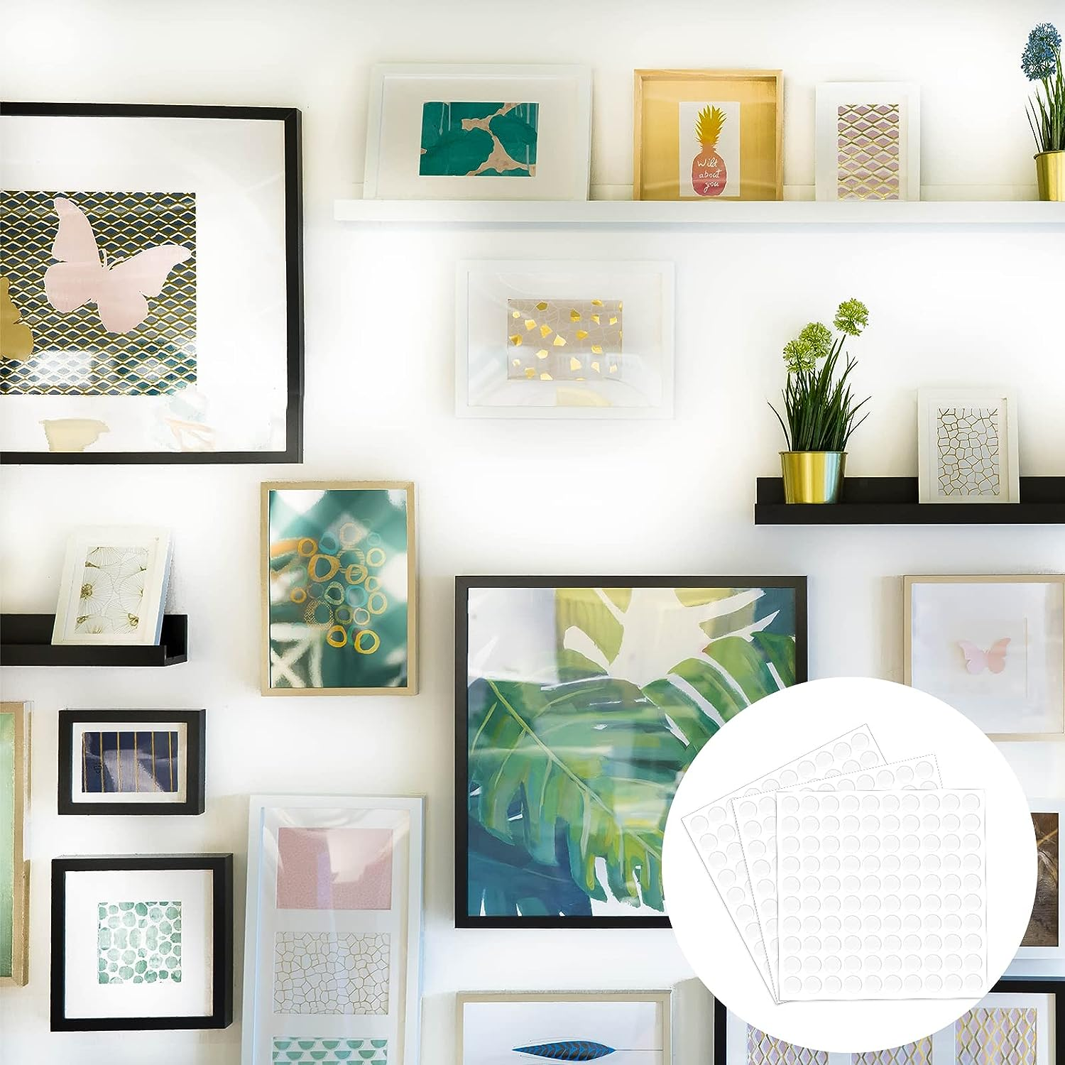 KINBOM 300Pcs/10 Sheets Double Sided Adhesive Dots, Strong-Adhesion Clear Poster Putty Sticky Dots Adhesive Transparent Glue Point for Plastic Glass Wall Metal Wood Ceramic (0.4Inch Diameter) image number 4