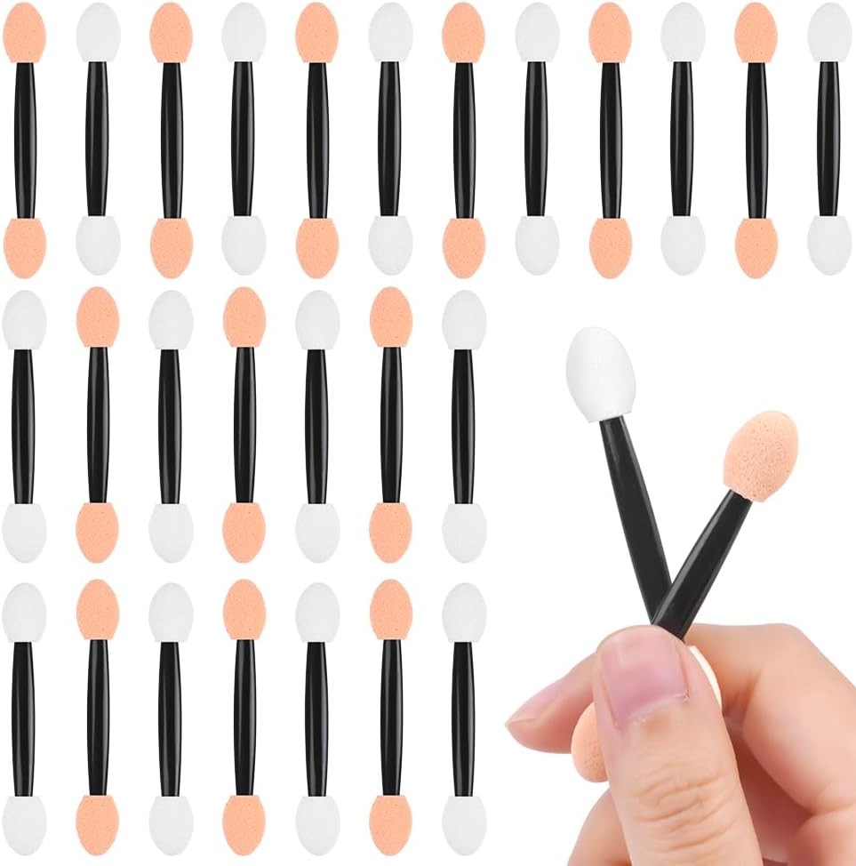 LOPHE 50PCS Sponge Eyeshadow Applicators, Disposable Beige Eye Shadows Sponge Brushes, Dual Sided Eyeshadow Brushes Eye Shadows Sponge Applicators Sticks for Eyeliner Makeup Arts Crafts Art Beauty image number 6
