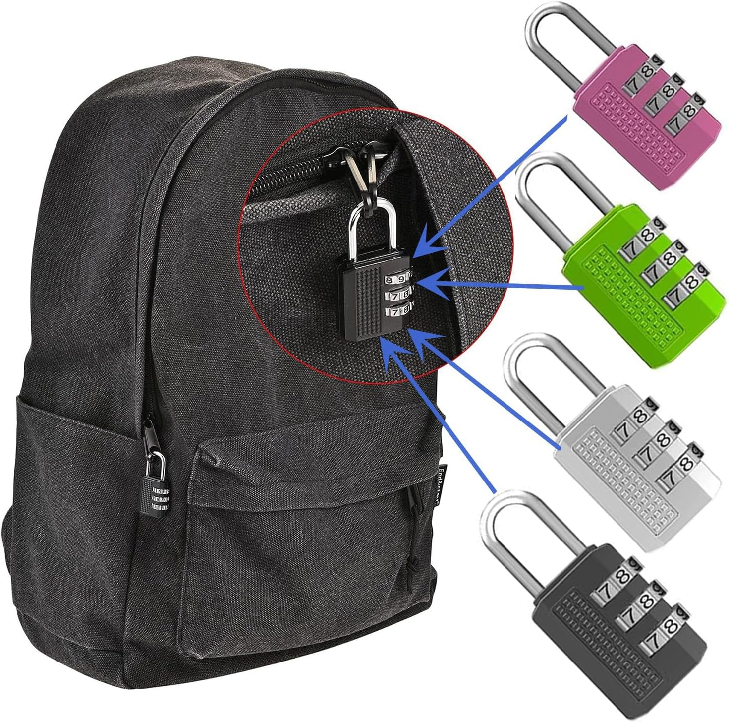 Yharnamite 4 Pcs Combination Lock for Locker, 3 Digit Combination Padlock, Waterproof and Rust-Proof Padlock Combination Lock for Travel Bag, Suit Case, Lockers, Gym image number 2