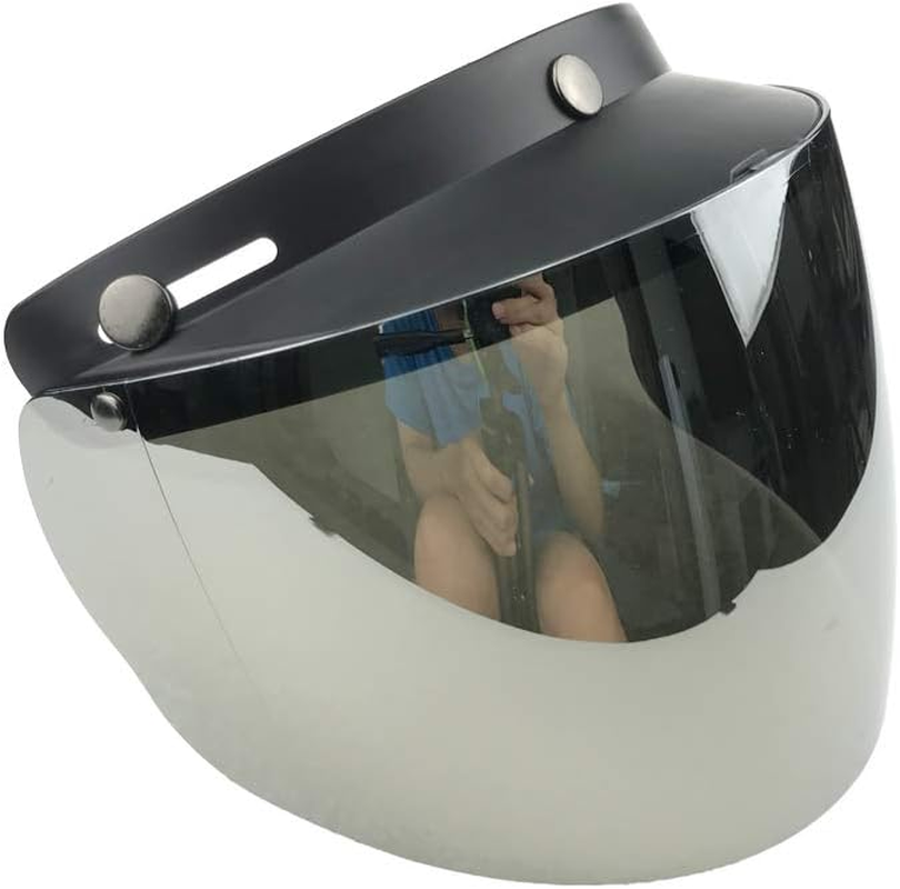 WANCAR Standard 3-Snap Button Universal Visor for Open Face Motorcycle Helmet Wind Shield Flip up Down(Clear)