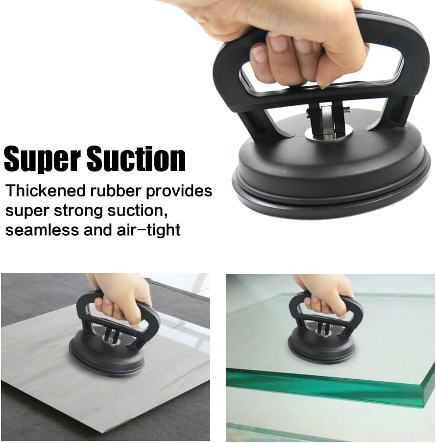 Dent Puller, 2 Pack Car Dent Puller Kit, Large and Small Suction Cup Dent Puller Kit for Car Dent Repair, for Glass Tile Mirror, Granite Lifting and Object Moving,L+S (Black-Yellow) image number 6
