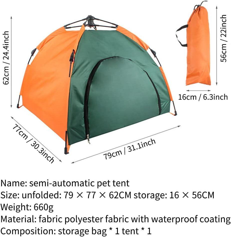 LIFEBEA Pet Tent for Dogs & Cats - Portable, 31-Inch-Wide X 24.4-Inch-Tall Cat and Puppy Dog Playpen - Indoor or Outdoor Pen for Small, Medium Pets-Orange image number 5