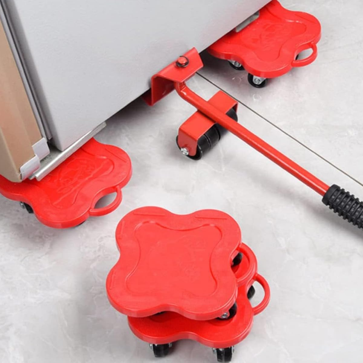 AIMALL 5-Piece Heavy Furniture Lifter and Mover Set with 360&deg; Rotatable Wheels, Easy Lifting and Moving Tool for Home and Office - Red image number 4