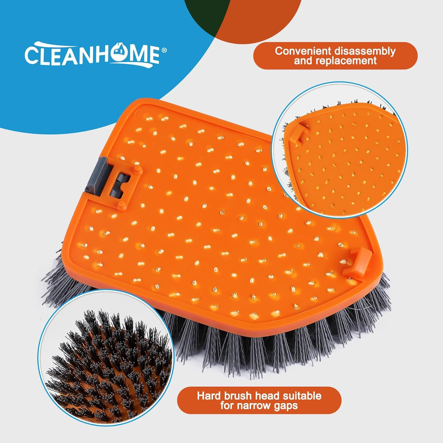 CLEANHOME Shower Scrubber Replacement Heads (2 Pieces), for Cleaning Floors, Tile Gaps and Corners, Suitable for ASIN:B09ZH1LWG1 image number 1