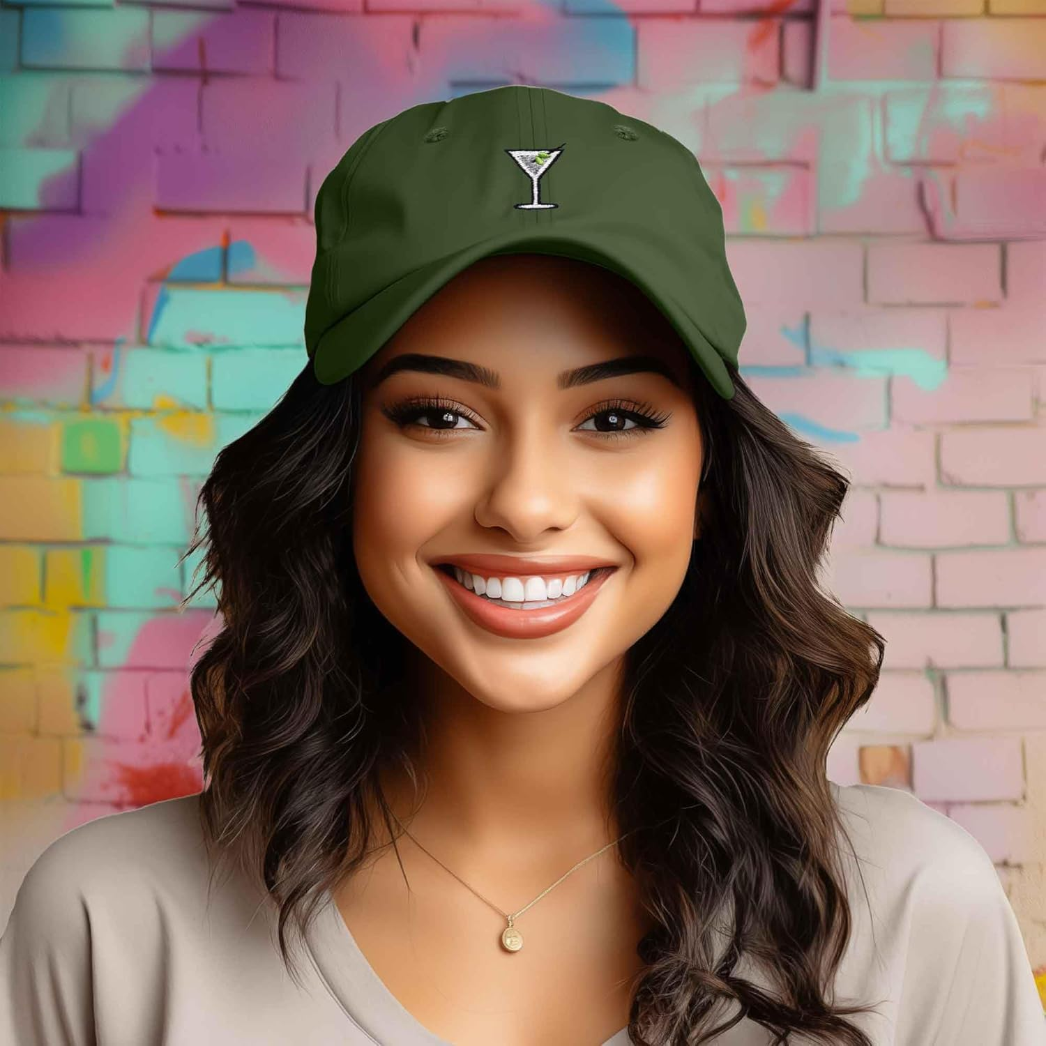 DALIX Martini Embroidered Cap Cotton Baseball Cute Cool Dad Hat Womens image number 2
