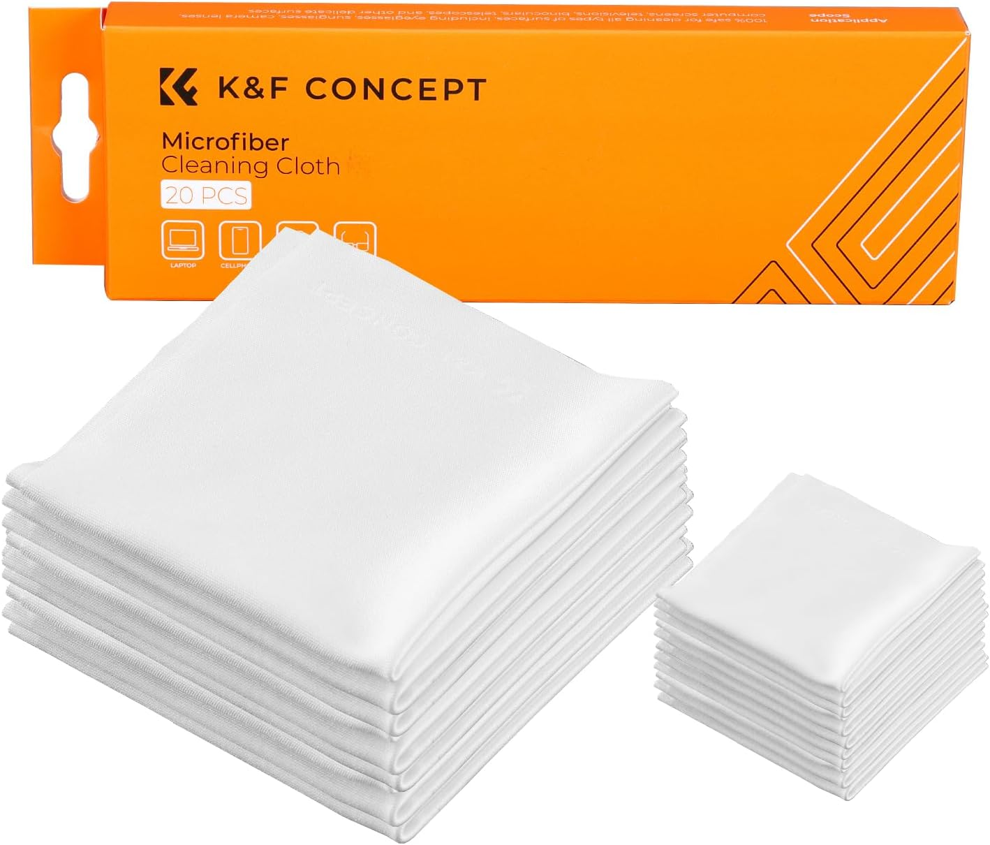 K&F Concept Import Microfiber Cleaning Cloths, 20-Pack Vacuum Wrapped for Camera Lens/Eyeglasses/Iphones/Computers/Ipad/Led Screens/Electronics/Precision Instrument image number 7