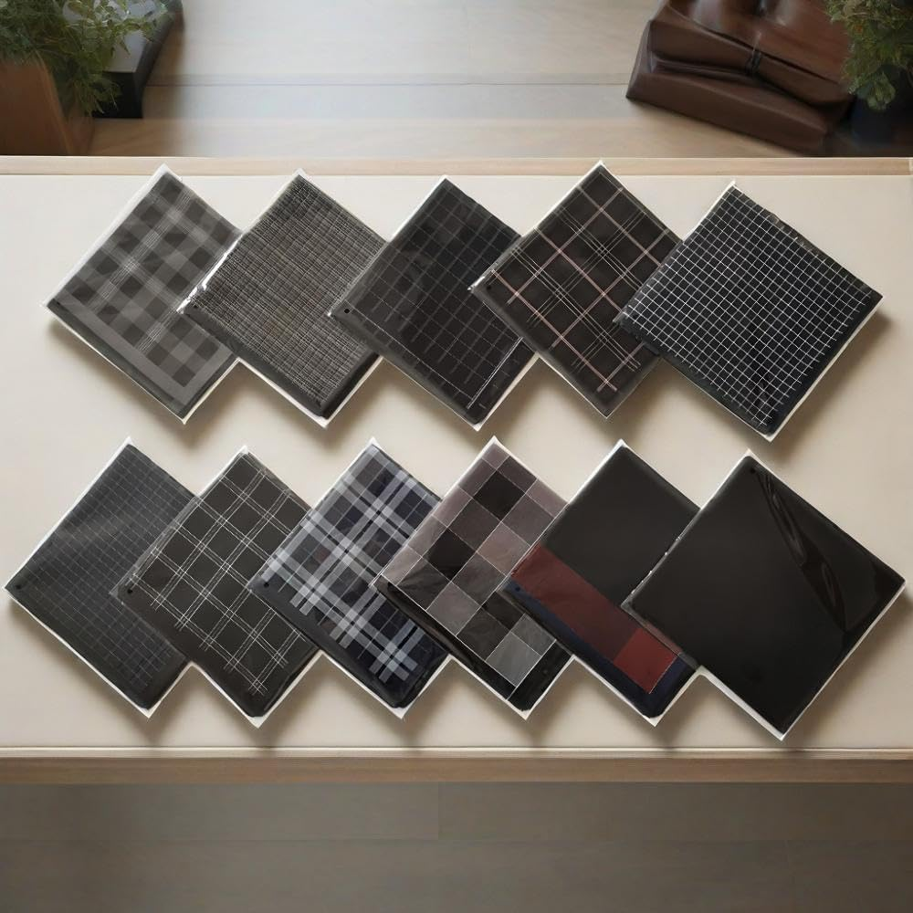 Father'S Day 6 Pack Men'S Premium Cotton Handkerchiefs - Random Color Pocket Squares (43X43Cm), Soft Business Style Plaid & Striped Hankies for Wedding, Office & Formal Accessories, Ideal Men'S Gift image number 2