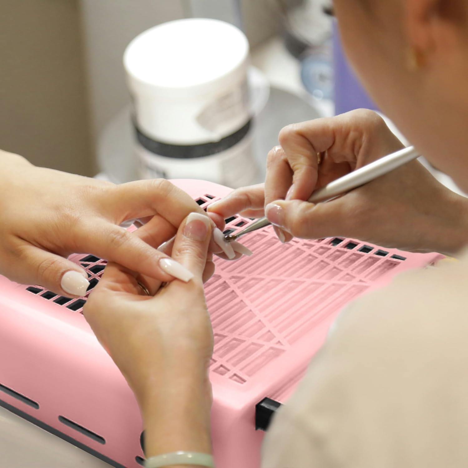 Retoo Nail Vacuum Cleaner Dust Extraction Professional Nail Vacuum Cleaner Nail Studio & Home 80 W Powerful Nail Vacuum Cleaner for Manicure Salon Nail Design Speed 4500 Rpm Pink image number 3