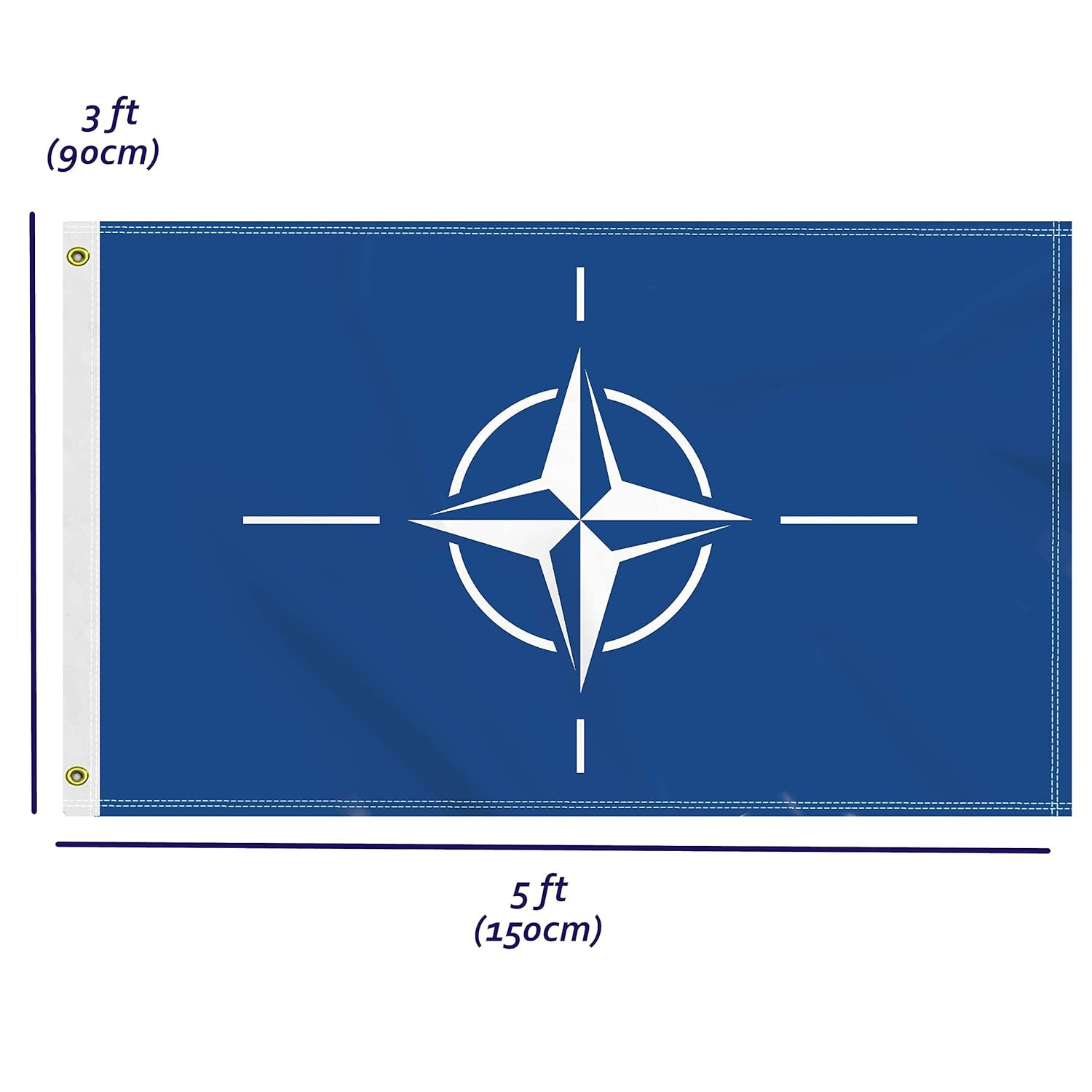 3&times;5 FT Large Nato Flag, 90&times;150 CM Big 100D North Atlantic Treaty Organization Outdoor Banner,Tiny Doube Side Printing Decor for Patio Garden with Brass Gromment image number 2