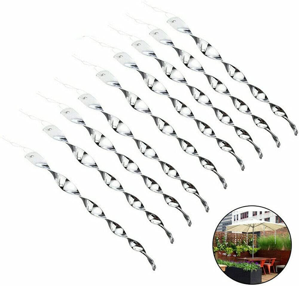 12/24 Pcs Bird Repellent Wind Twisting Scare Rods Reflective Spiral 30Cm Long (12 PCS) image number 5