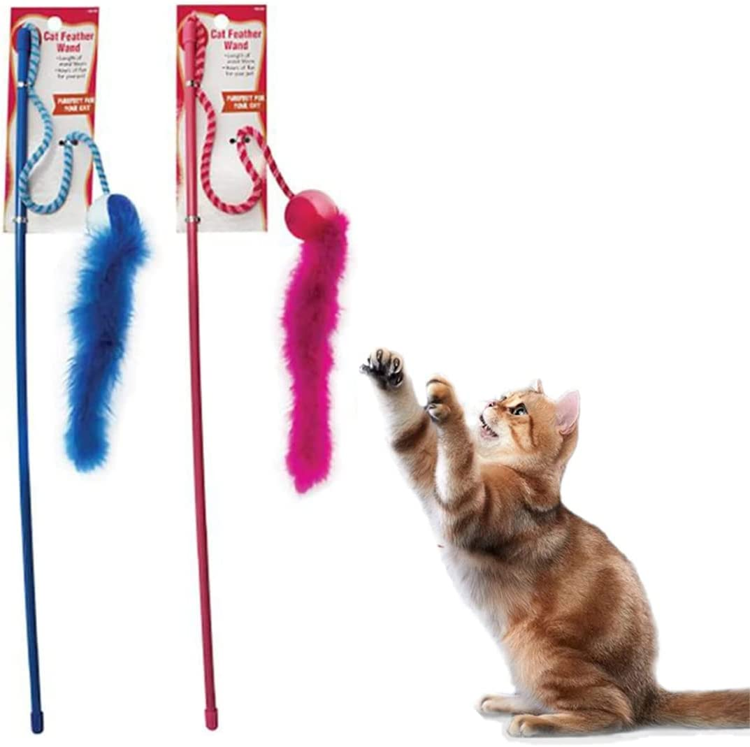 [2PCE] Pet Basic Original Interactive Cat Wand Toy for Playful and Stimulating Playtime, Engage Your Feline Friend