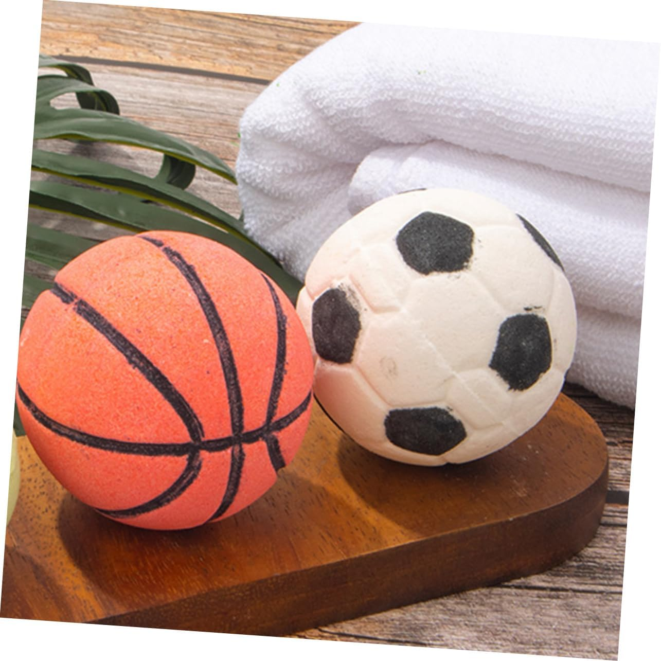 TOBBOMEY 2Pcs Bath Salt Bomb Bubble Football Shape Soothing Moisturizing for Relaxing Soaks image number 4