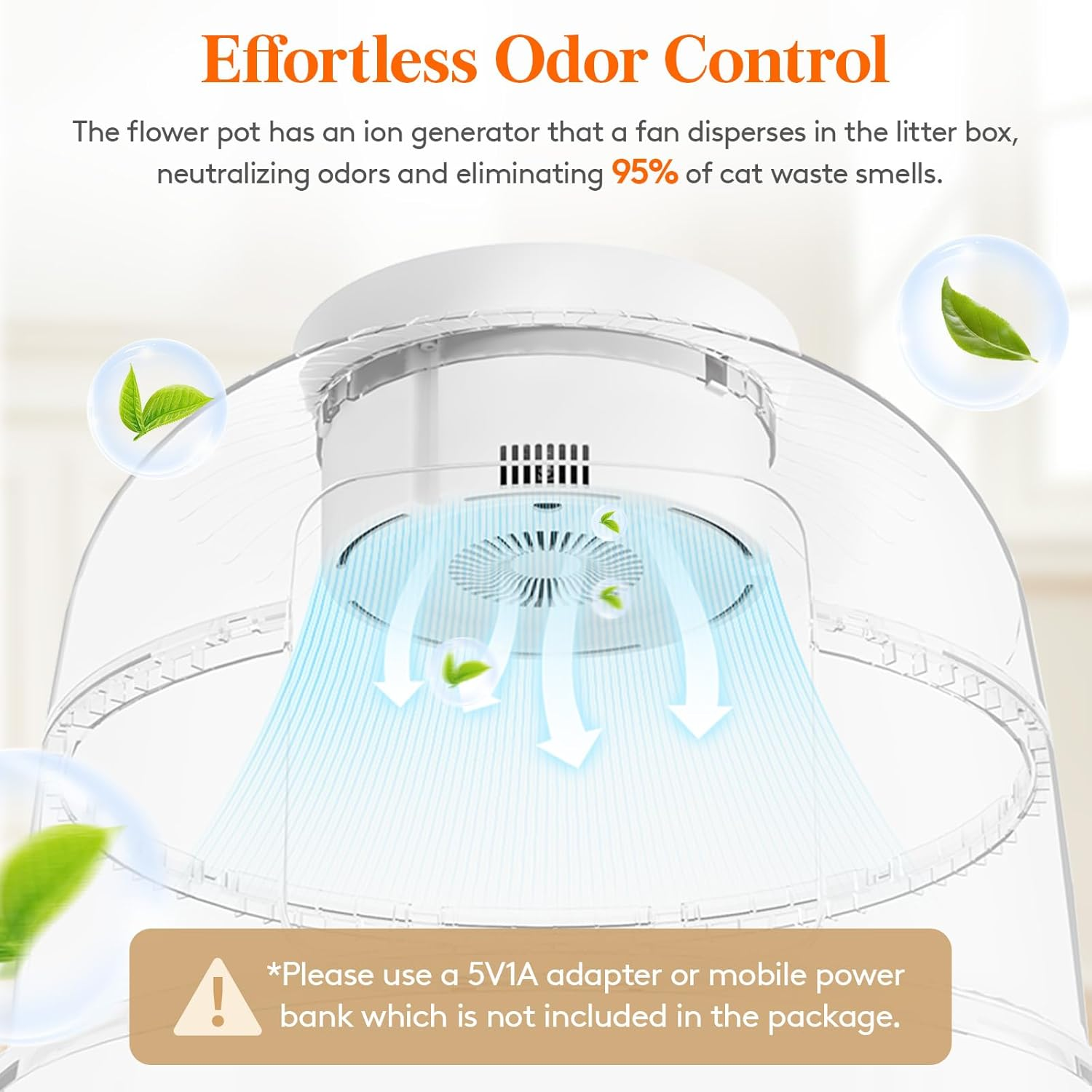 Lifewit Plant Cat Litter Box with Odor Removal System, Hidden Enclosure Litter Tray with Faux Plant & Scoop in Living Room, Bedroom, Corner, White image number 5