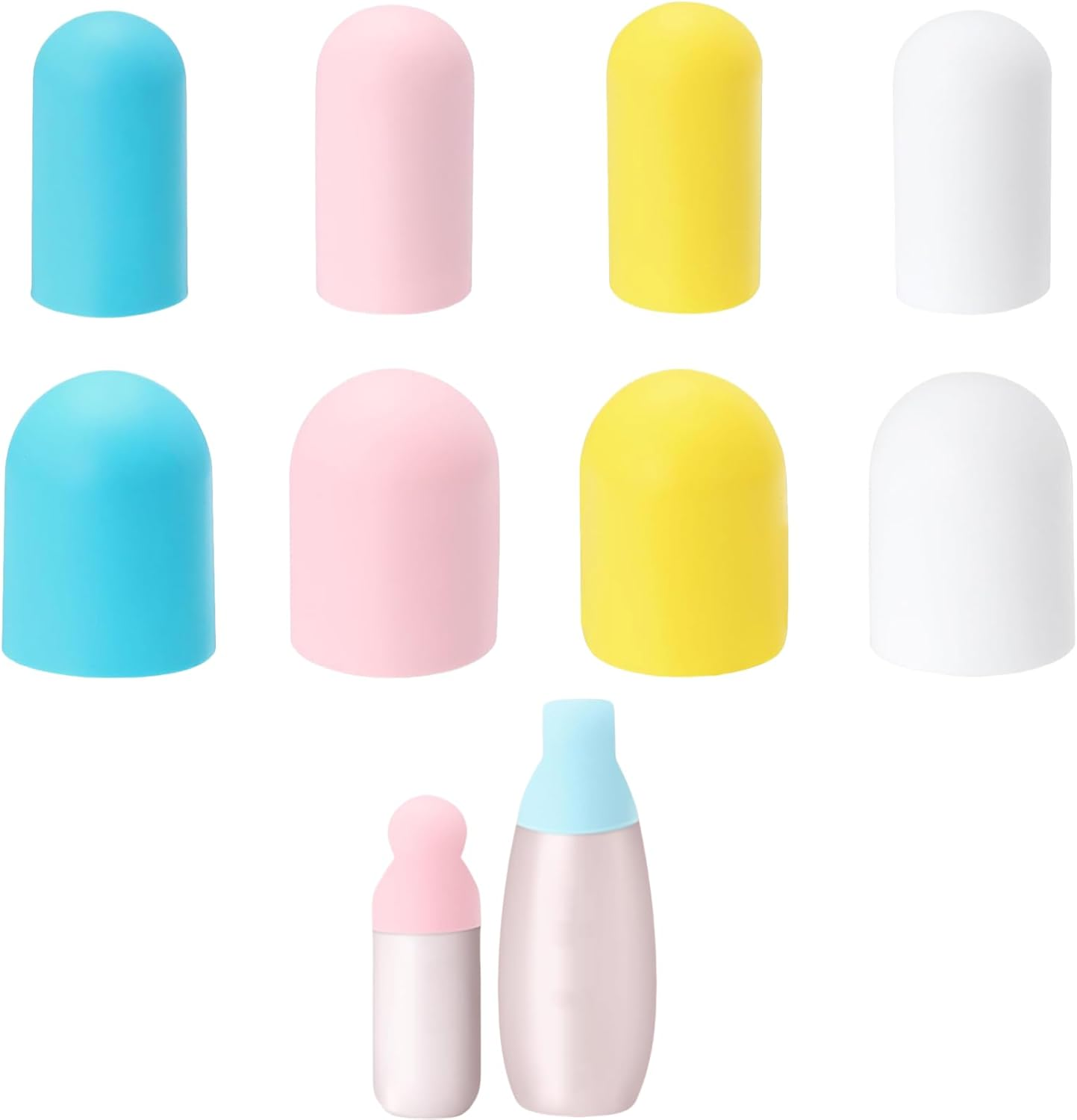 RJDJDLXM 8Pcs Silicone Bottle Covers Medium & Large Size Toiletry Sleeves Travel Essentials for Lotion Shampoo Containers, 4 Colors,Travel Essentials,Elastic Sleeves for Leak Proofing image number 5