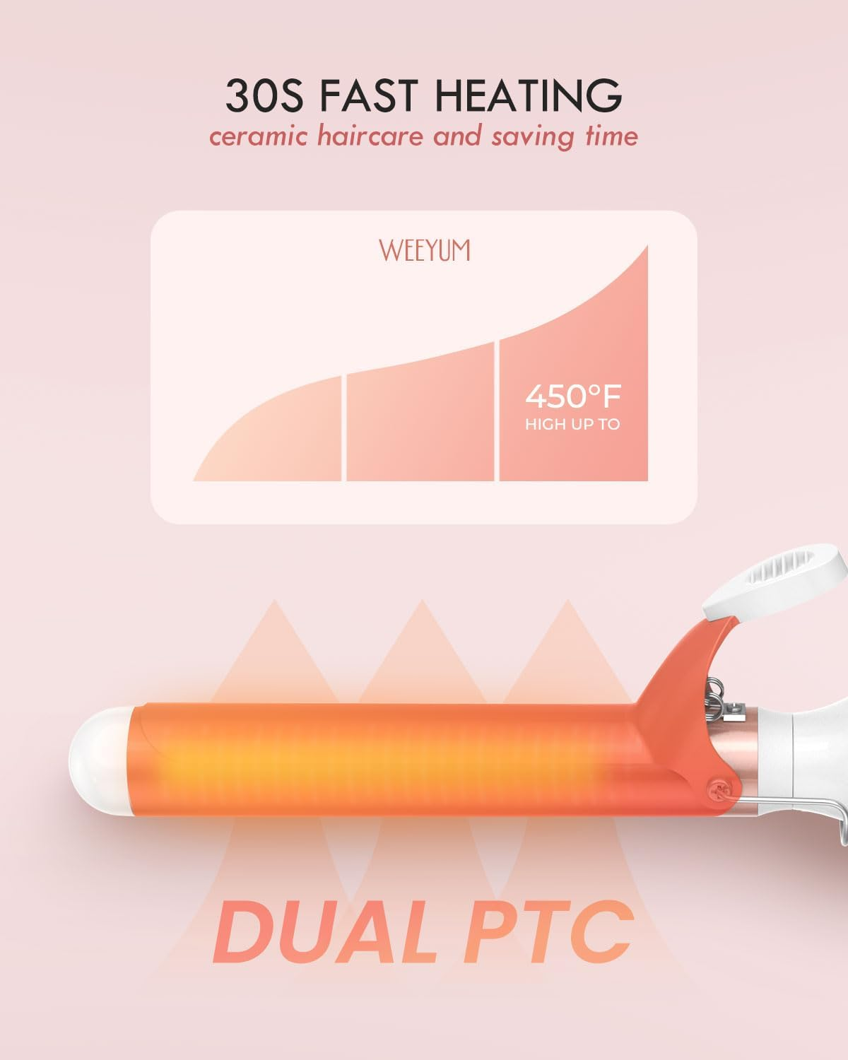 WEEYUM 1 1/4 Inch Curling Iron, Large Barrel Curling Wand for Hair, Ceramic Tourmaline Hair Curling Iron Double Voltage(100-240V) image number 1