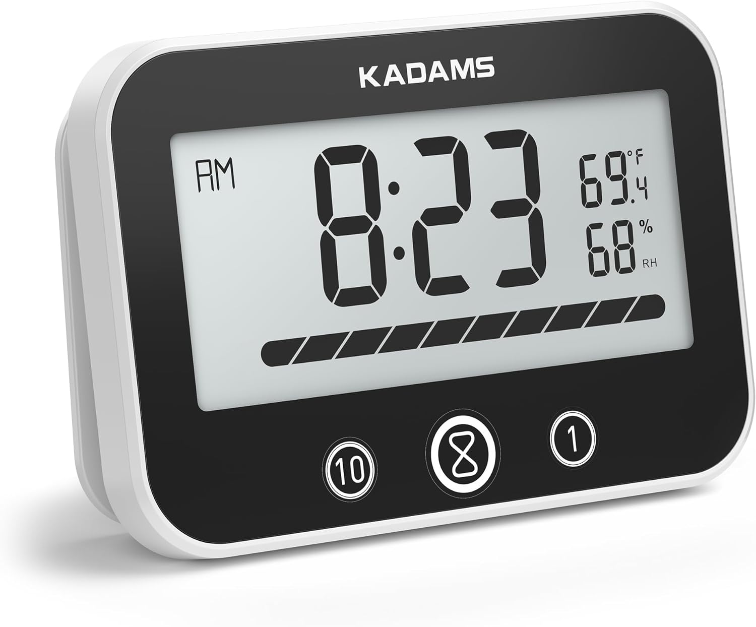 KADAMS Timer Digital Kitchen Timer Clock for Cooking Classroom Kids Bathroom Shower Countdown Count up Productivity Timer, Waterproof with LCD Display Progress Bar Hanging Suction Cup (Black) image number 1