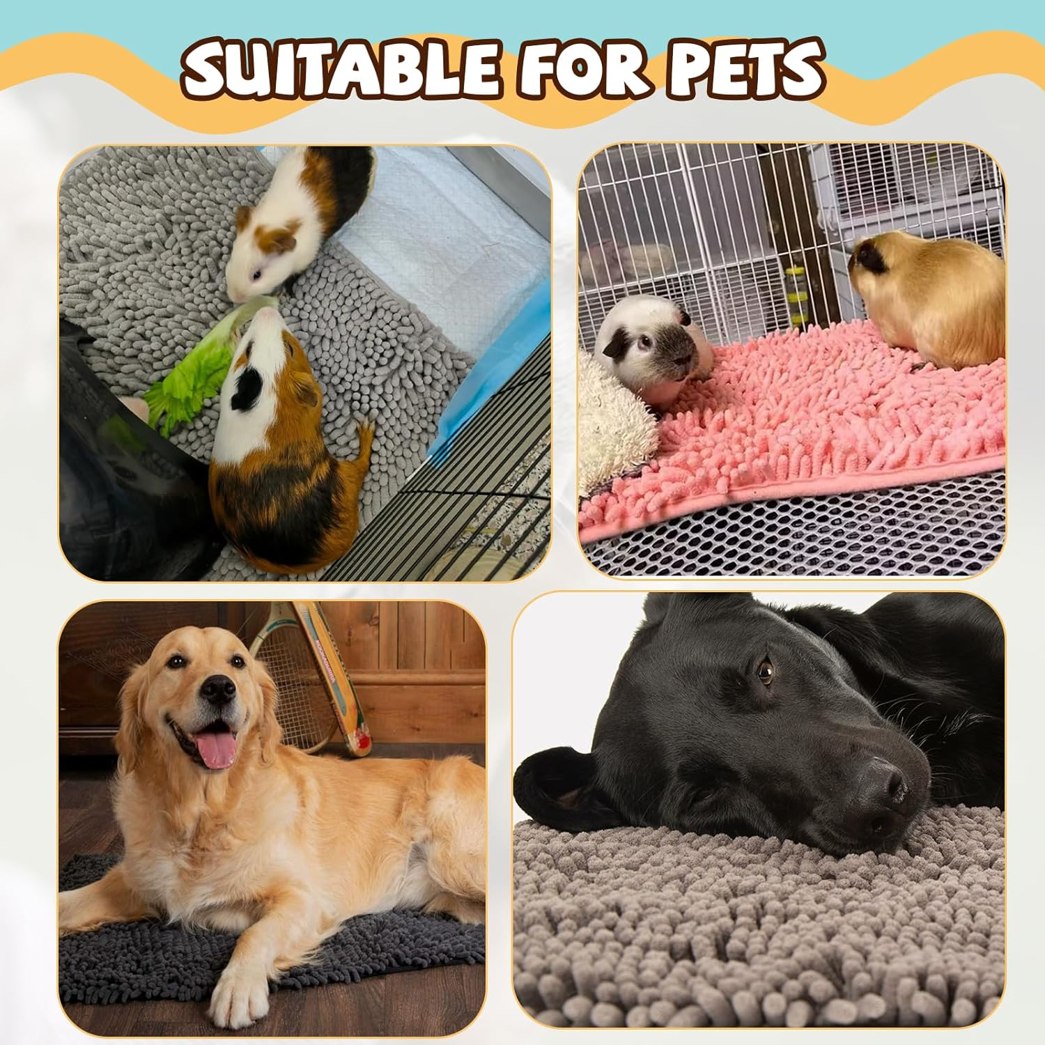 Agolctry 8 Pcs Guinea Pig Liner Washable Rabbit Cage Liner 16X12 Inch Guinea Pig Fleece Mats Reusable Bedding Pee Pads for Small Animals, Bunny (Gray, Green, Pink, Blue) image number 4