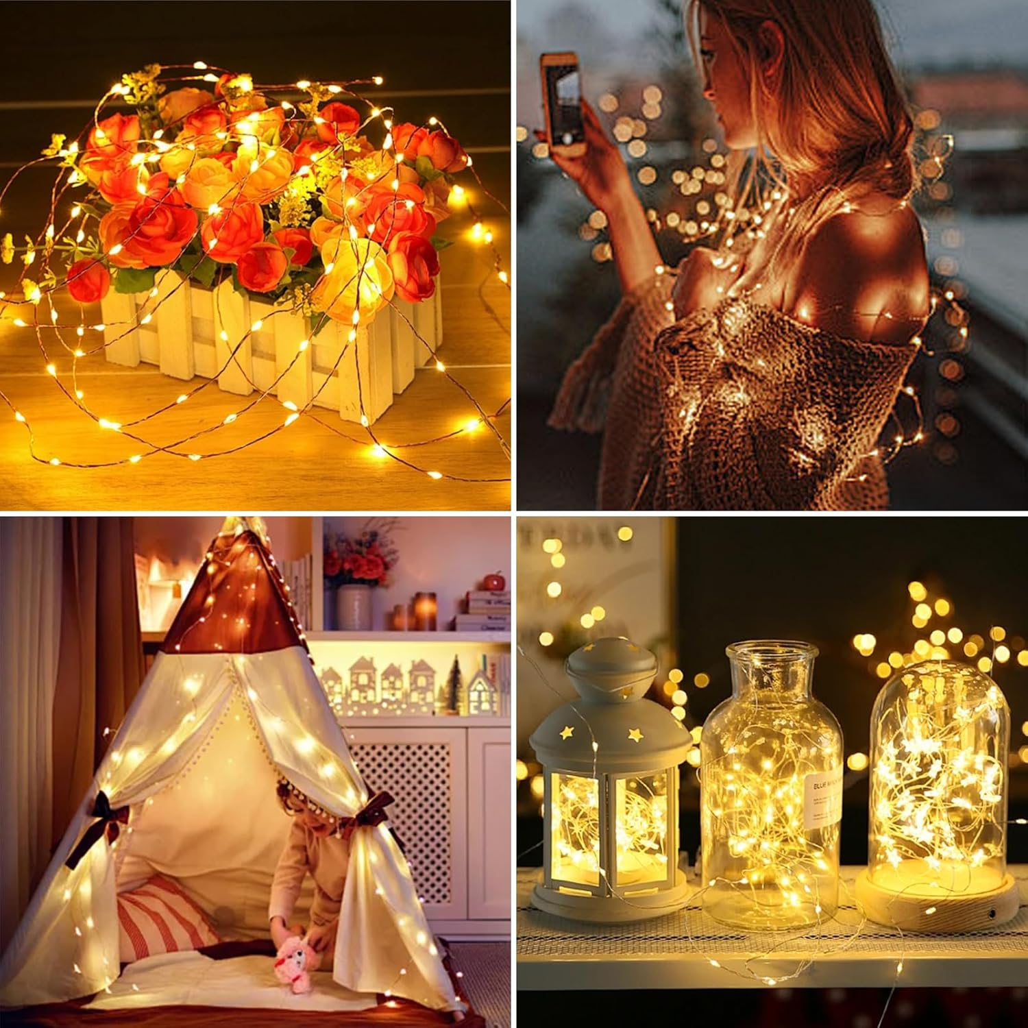 Fairy Christmas Lights Battery Operated, 20M/66Ft/200 LED Warm White String Light, Waterproof Battery Case, Indoor Lights for Xmas Tree Wedding,Party Events Garden Spring Decoration image number 4