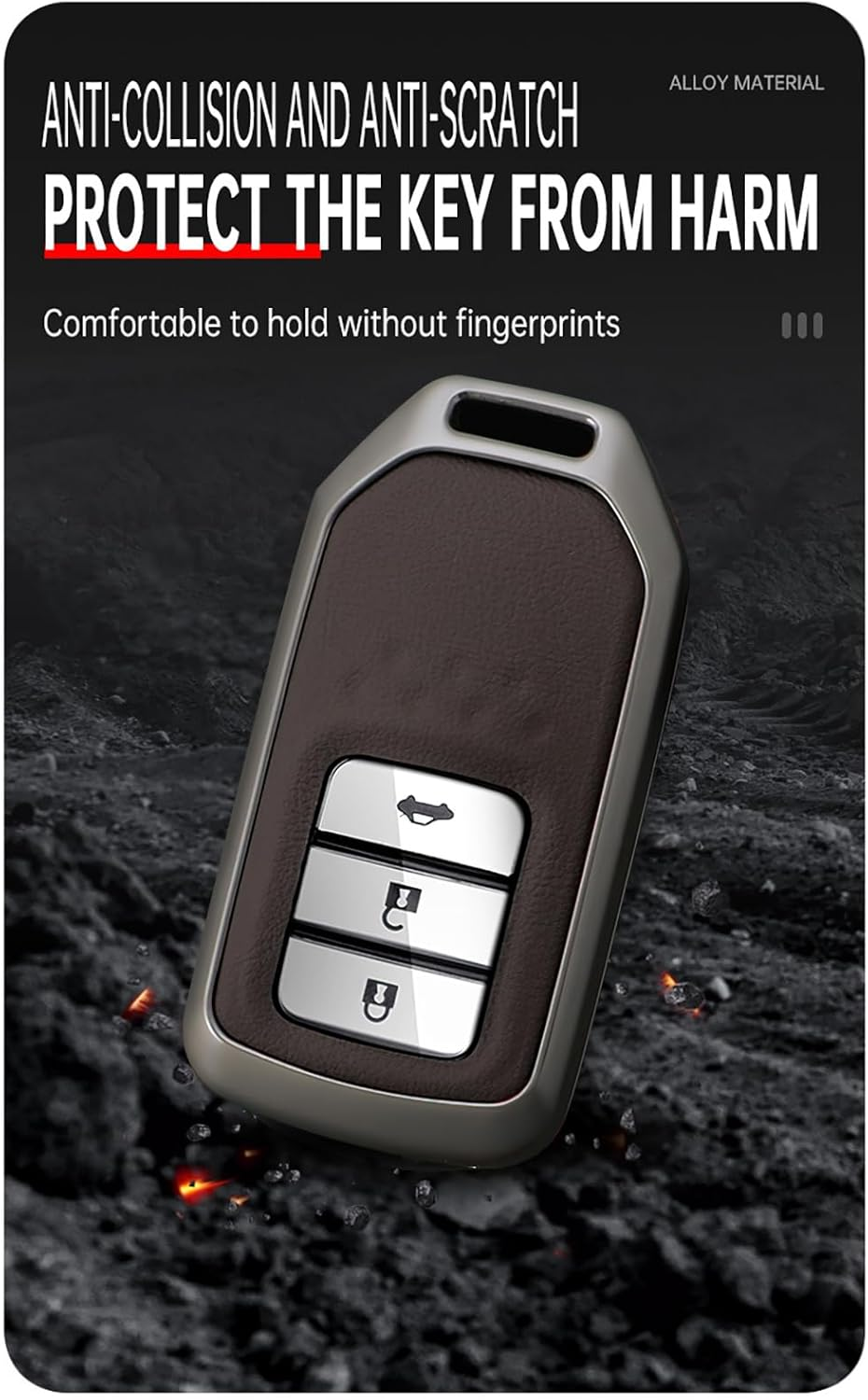 Ontto Alloy Leather Remote Key Fob Cover Fit for Honda Accord Civic CR-V Fit HR-V Pilot EX Odyssey Crosstour Ridgeline 2/3/4 Buttons Key Shell Case Keyring Key Holder Bag Keychian Accessories - A-Red image number 5