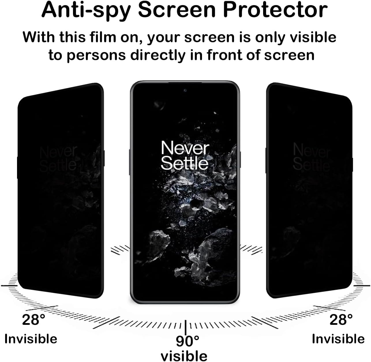 BCHKLAI Privacy Screen Protector for Oneplus 10T 5G [Pack of 2], Privacy Screen Film, Scratch-Resistant, Anti-Fingerprint, Bubble-Free, Anti-Spy Flexible TPU Screen Protector for Oneplus 10T image number 3