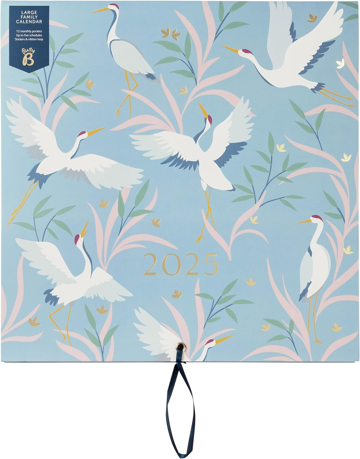 Busy B Large Family Wall Calendar 2025 &ndash; Blue Birds Design with 5 Columns & Storage Pockets - Monthly 2025 Calendar for Busy Families with Colour-Coded Stickers - 30.5 X 30.5Cm image number 6