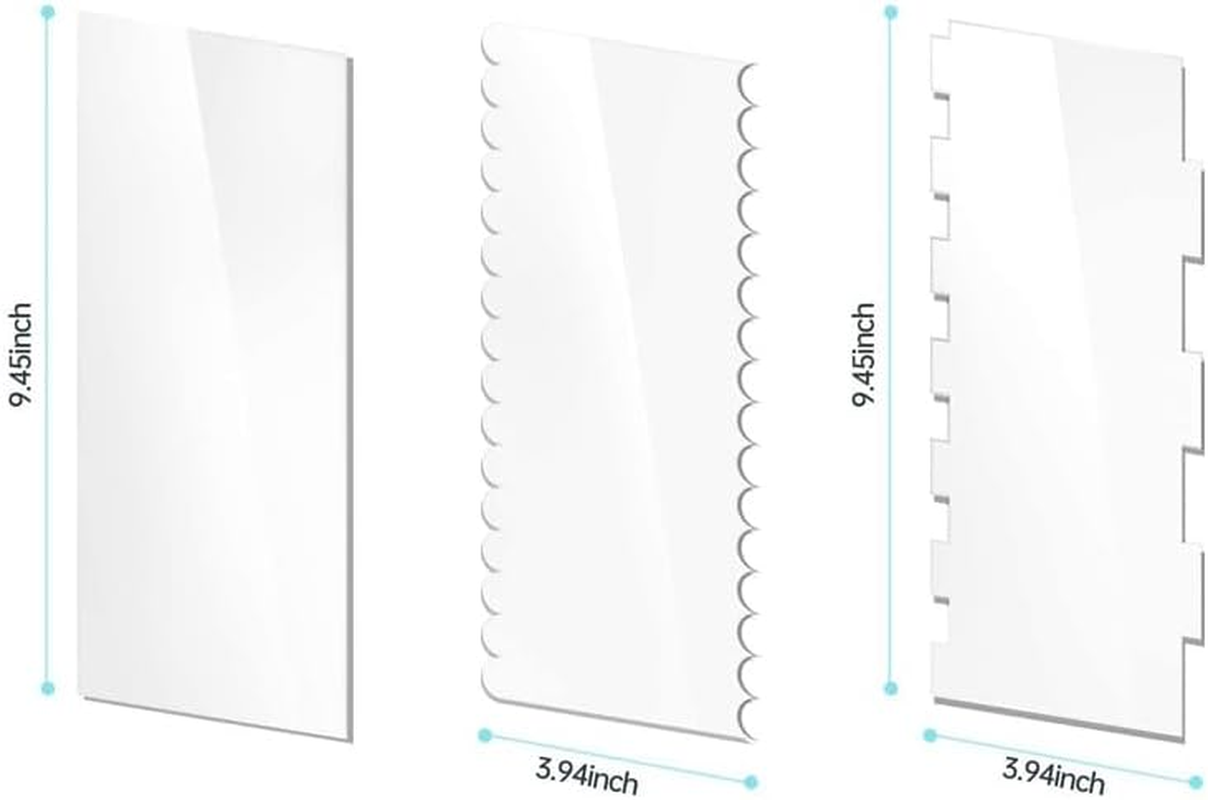 AIMALL 6-Piece Acrylic Cake Scraper Set 9.4X3.9In Decorating Contour Comb and Edge Smoother Tools for Baking image number 2