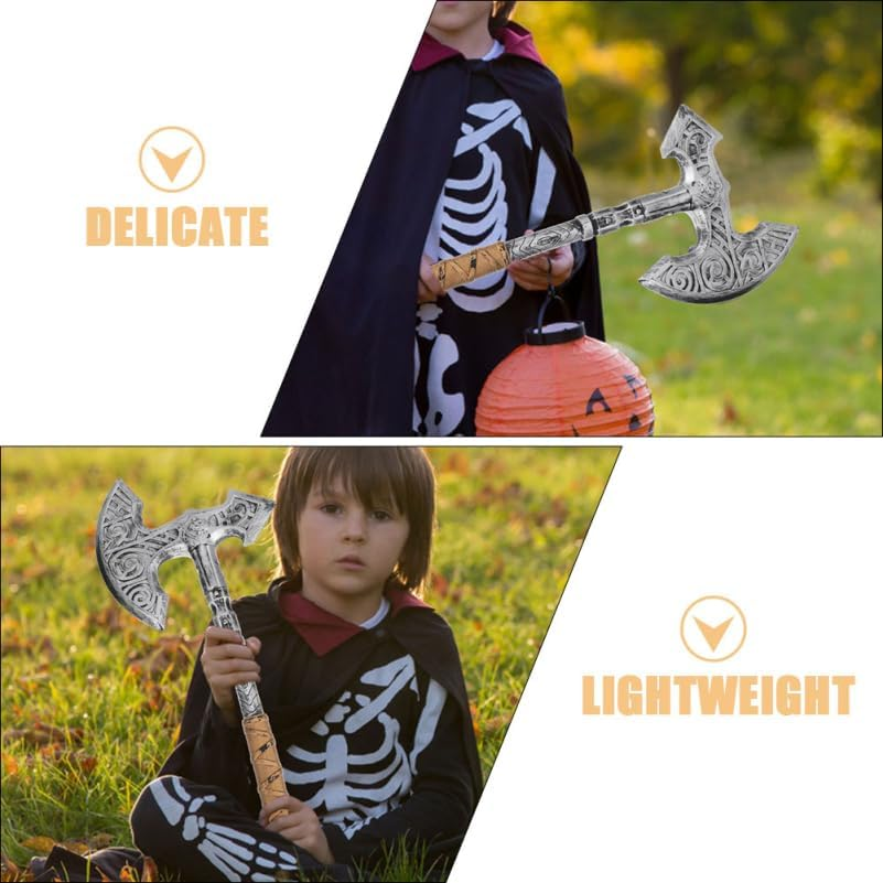 PACKOVE 2Pcs Ax Prop Battle Warriors Knight Costume Cosplay Axe Dwarf Horror Props Halloween Horror Props Foam Axes Cosplay Costume Trick Plastic image number 3