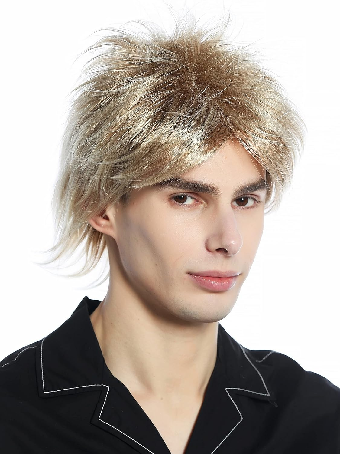 WIG ME up - M-261-27T613 Wig Men Women Short Toupeed Wild Strands 80S Retro Blonde Platinum Mix image number 3
