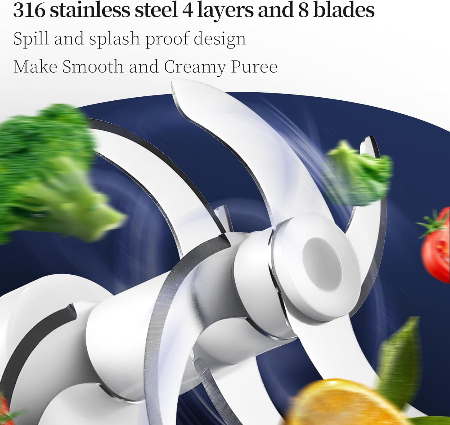 Baby Food Maker Mini Cute and Small Food Processor Puree Blender Grinder Chopper with 2 Glass Bowls(0.6L+0.3L) 8 Blades Electric (Without Battery) -2 Bowls image number 1