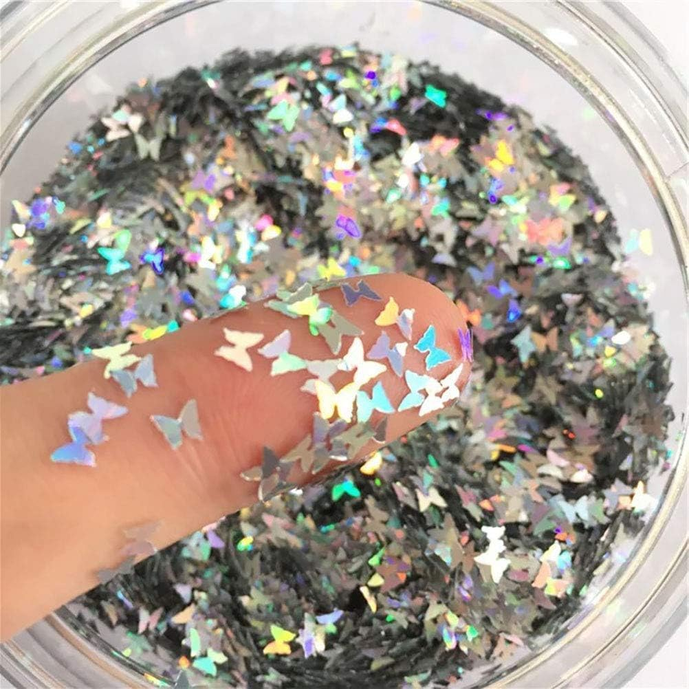 Heart Glitter Confetti 2Mm Heart-Shaped Confetti Laser Sequins for Party Decoration, DIY Crafts, Premium Nail Art (Butterfly, One Size)