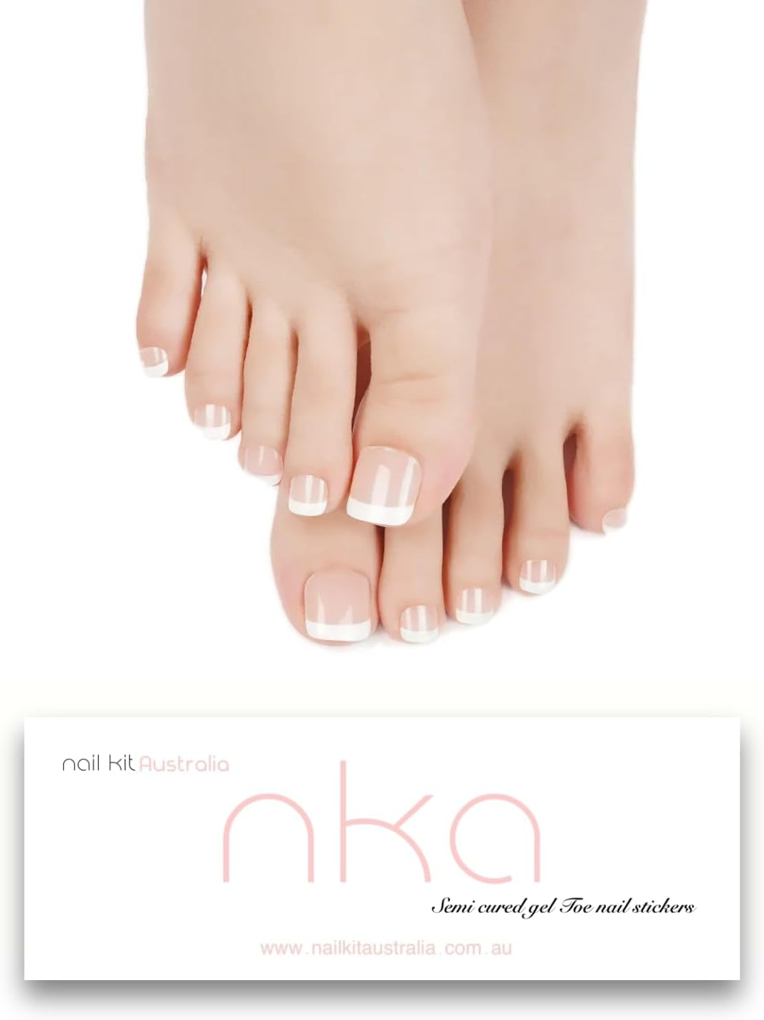 NKA 32 Strip Semi-Cured Gel Toe Nail Wraps &ndash; Salon Quality Pedi Stickers, Long-Lasting, Easy to Apply & Cure in 60 Seconds (WHITE FRENCH) - Pink Mist image number 4