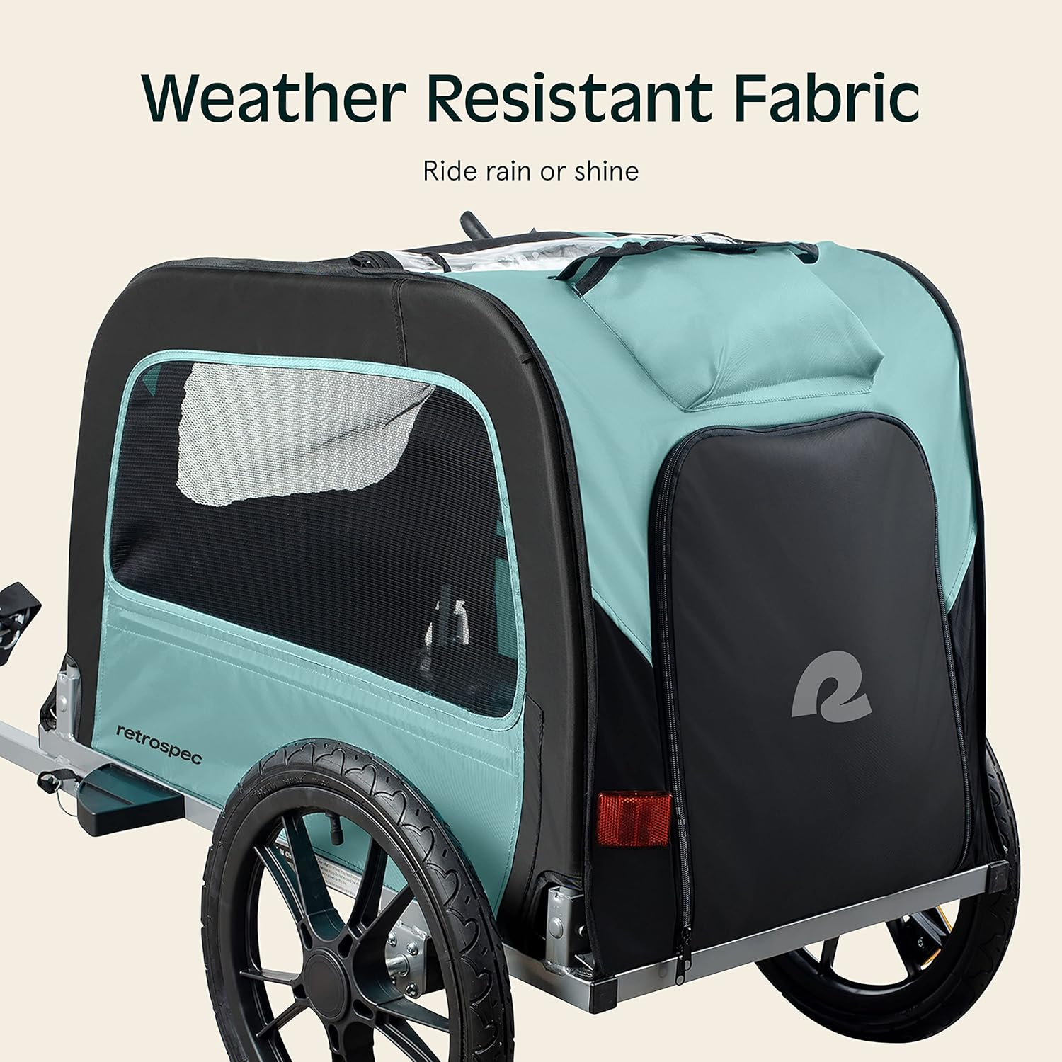 Retrospec Rover Waggin' Pet Bike Trailer - Small & Medium Sized Dogs Bicycle Carrier - Foldable Frame with 16 Inch Wheels - Non-Slip Floor & Internal Leash - Black image number 3