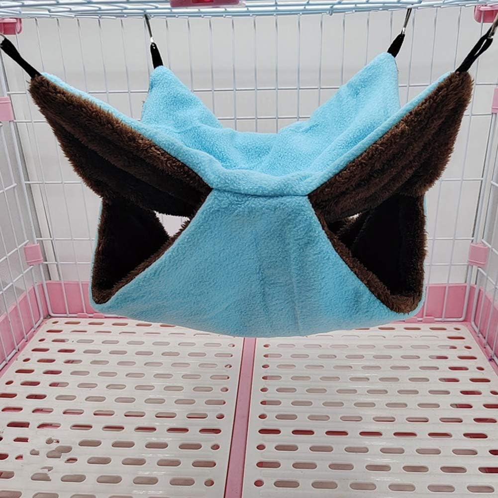 Keersi Bird Nest Double Layer Hanging Hammock Bed Toy for Parrot Parakeet Cockatiel Conure Cockatoo African Grey Amazon Lovebird Finch Budgie Hamster Rat Gerbils Chinchilla Cage Perch (Blue) image number 5