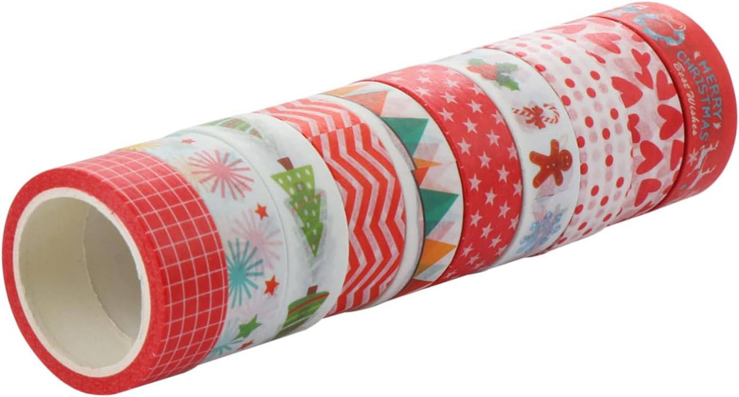 10 Rolls Christmas Decoration Tape Washi Tape for Scrapbooking and Handmade Crafts for Holiday Wrapping and Card Making image number 5