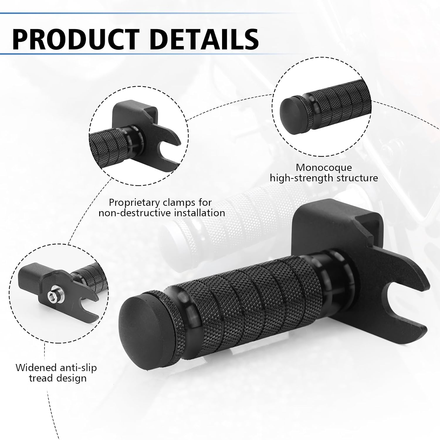 Upgraded Passenger Foot Pegs for Ridstar Q20/ Q20 PRO/ H20 PRO/ H26 PRO, Non-Foldable Non-Slip Passenger Footrest Pegs with Mount Bracket, Rearsets Foot Rest image number 1