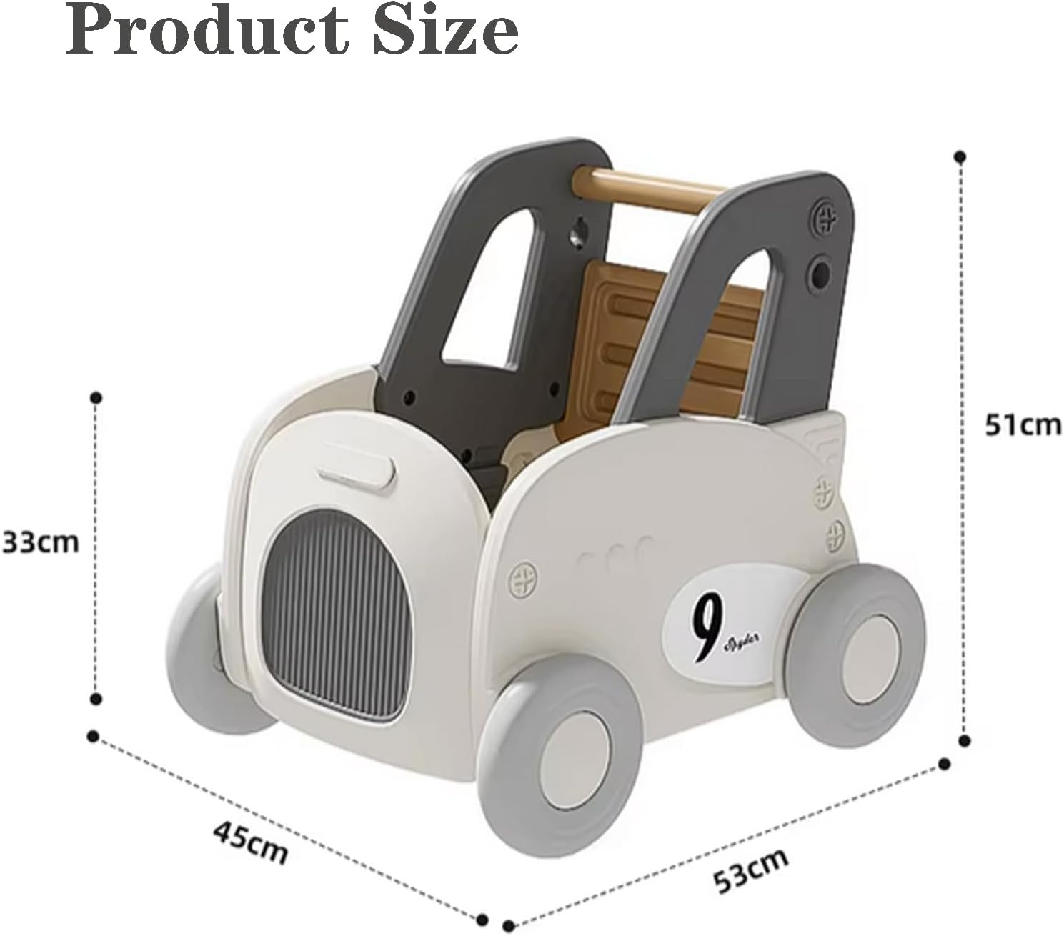 Baby Push Stroller Walker 4-In-1, Baby Walker Push Toy with Adjustable Wheels, Movable Kids Learning Walker Toddler Cartoon Shaped Toy Cabinet Organizer Storage Toy Shopping Cart for Boys and Girls image number 6