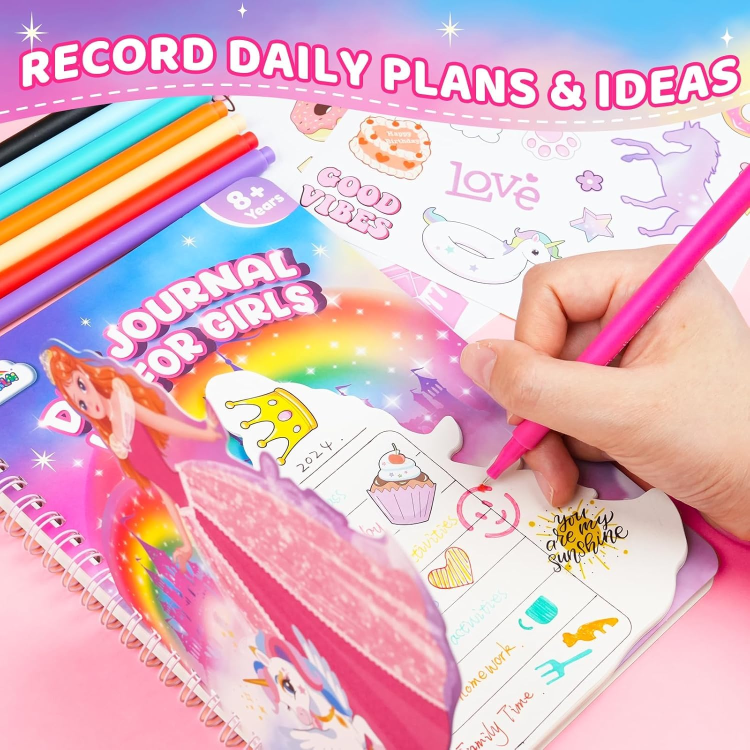 ZMLM DIY Journal Kit for Girls, Gifts for 6 7 8 Year Old Girl, Journal Set Scrapbook Kit Diary Supplies Stationery Set for Girls, Journaling Art Crafts Kit Stuff Birthday Gifts for Girls 6 7 8 9 10 11 12