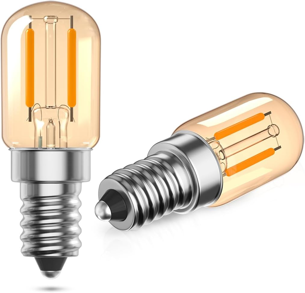 Tobebright 1W E14 LED Bulbs Vintage, Amber Glass E14 LED Filament Bulb, Soft Light Warm White 2200K, SES Small Screw Bulbs, T22 Tubular Glass Bulb, 10W-15W Equivalent, Non-Dimmable, 2 Pack image number 2