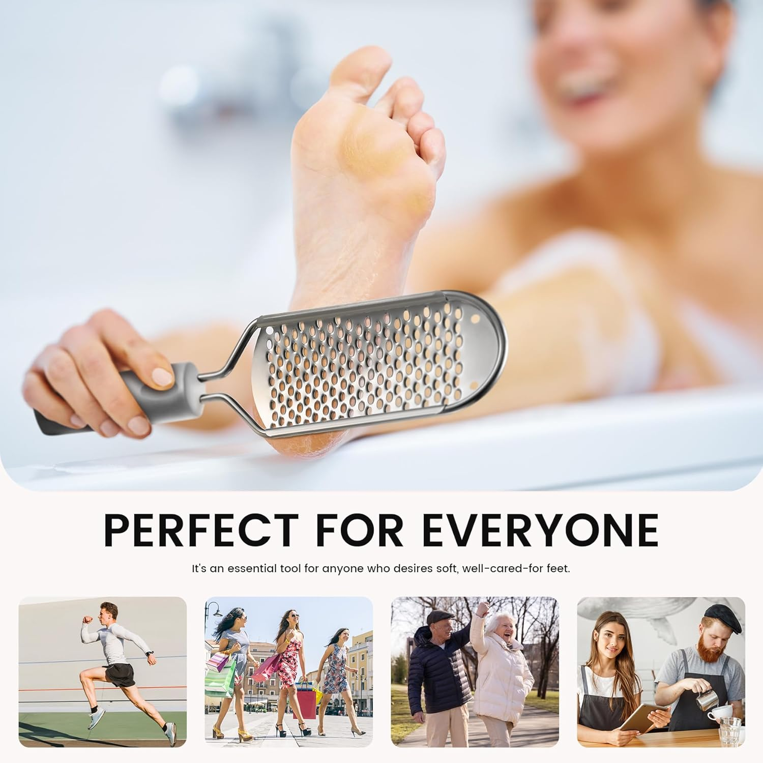 BEZOX Pedicure Foot File Foot Scraper for Hard Skin (XL Size) -Hard Skin Remover Used on Wet or Dry Feet- Huge Plane Surface Foot Scrubber for Soft & Smooth Heels(Grey) image number 4